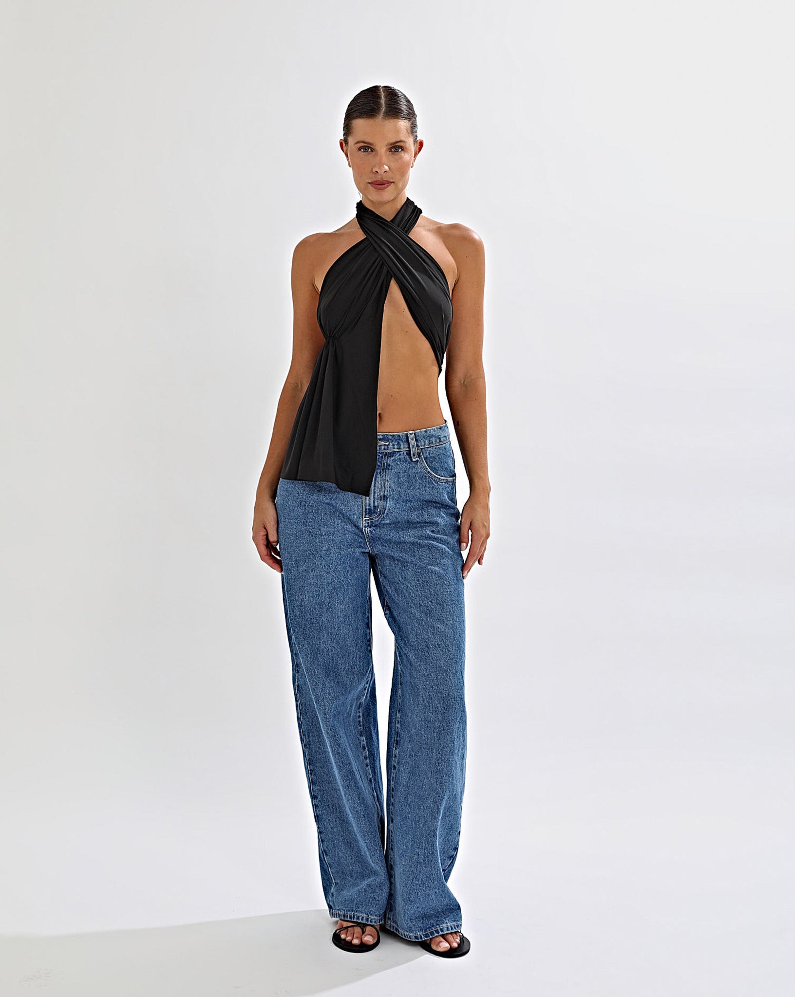 Pamela Wrap Top Black