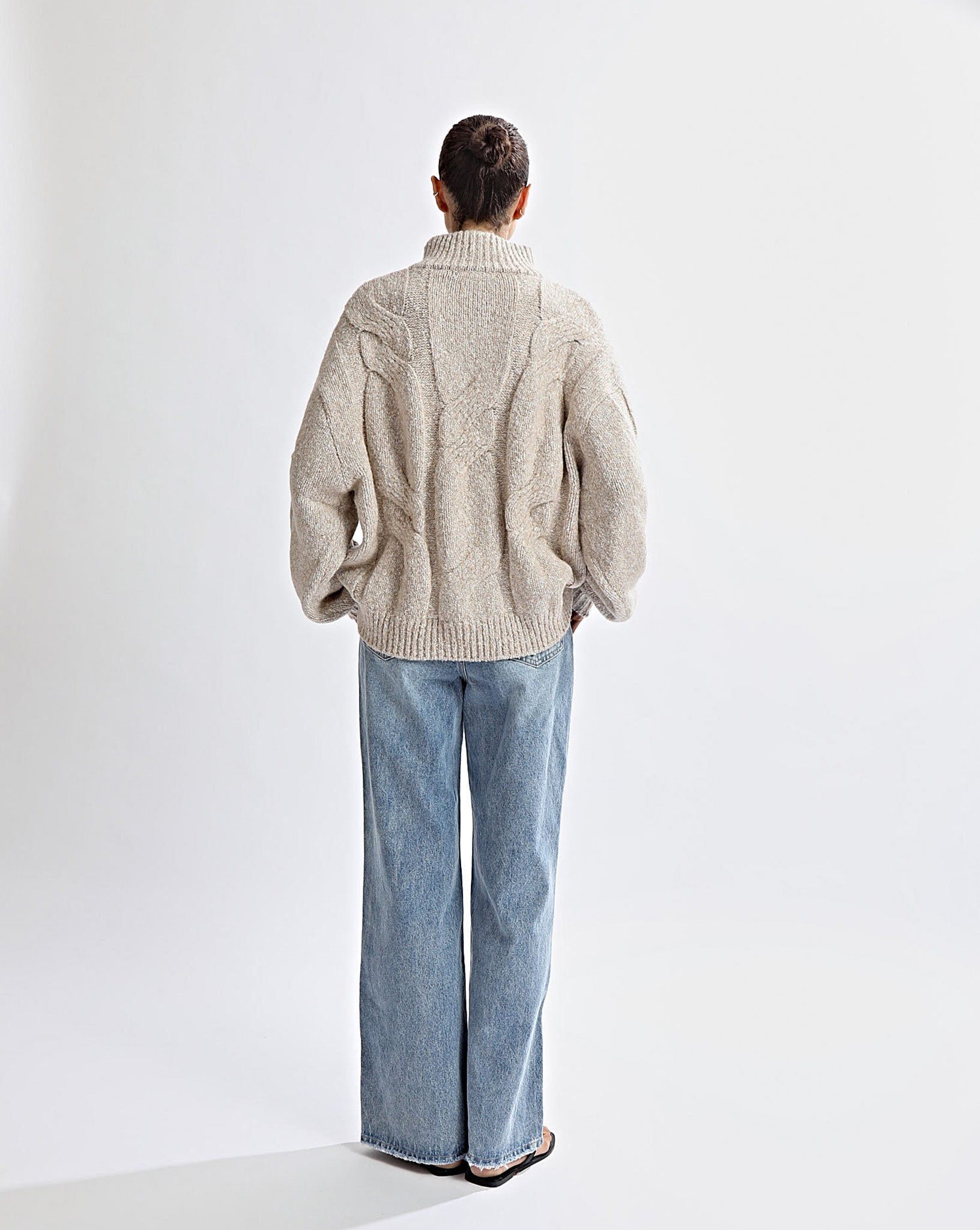 Bimmi Knit Zip Jumper Beige