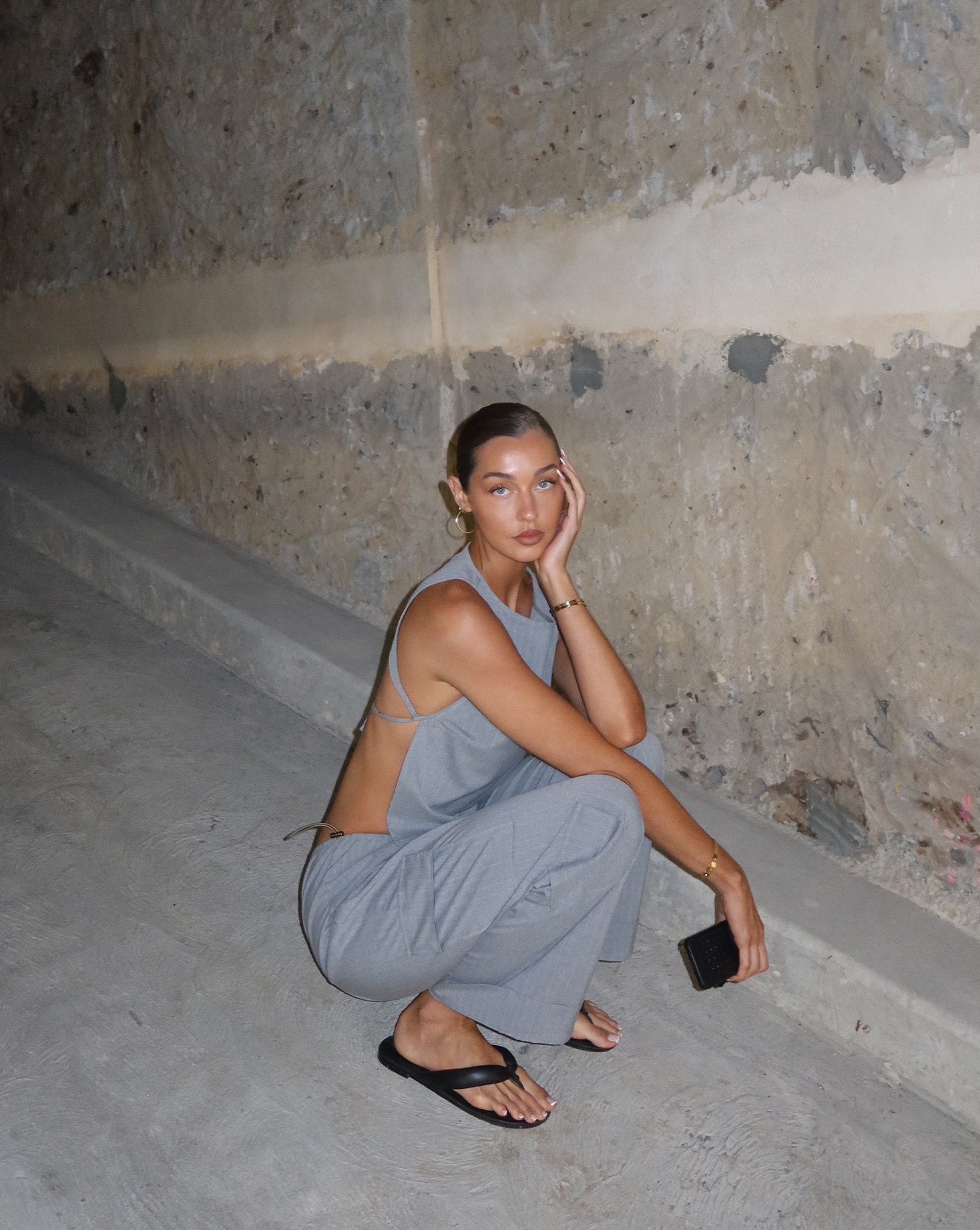 Celine Trousers Grey Stripe