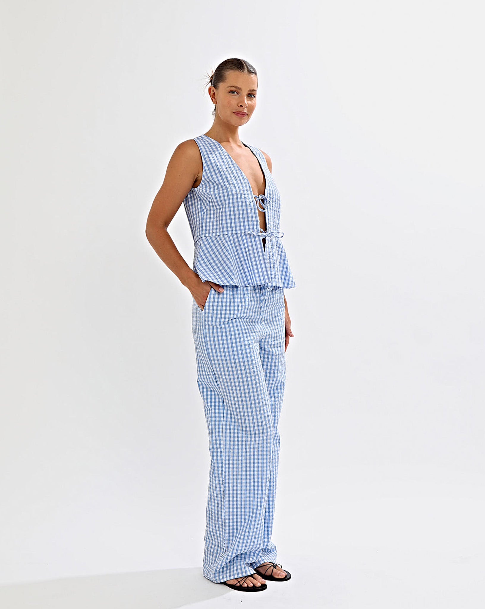 Lila Top Blue Gingham