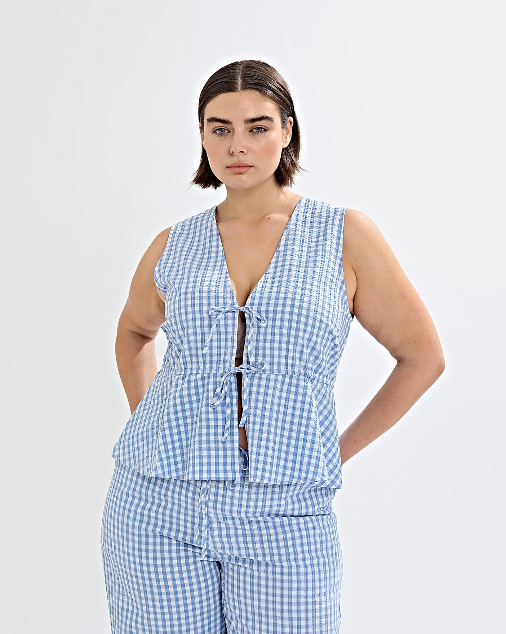Lila Top Blue Gingham