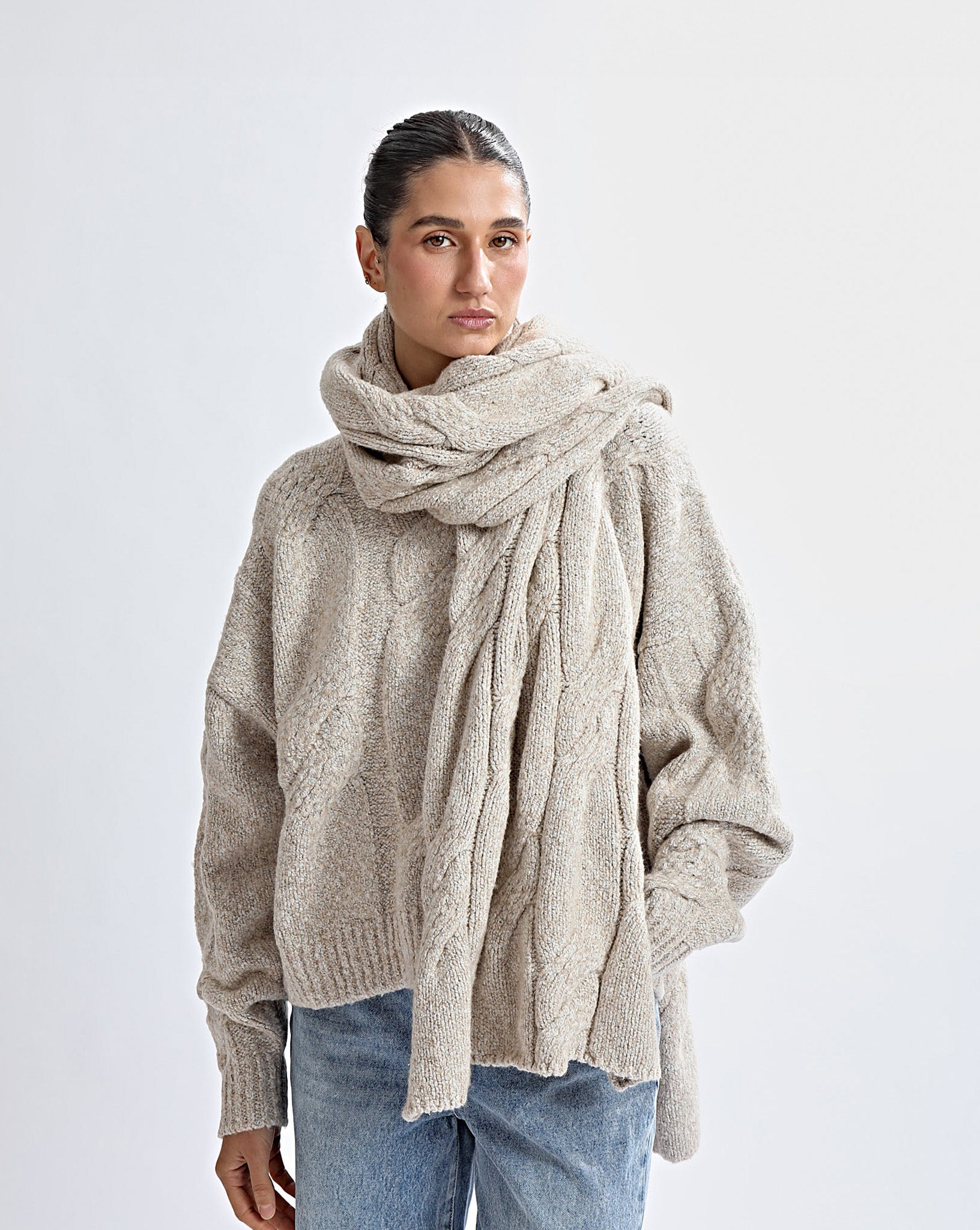 Bimmi Knit Scarf Beige