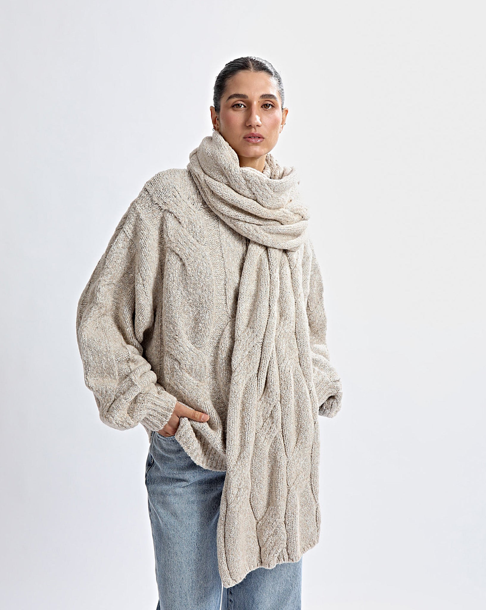 Bimmi Knit Scarf Beige