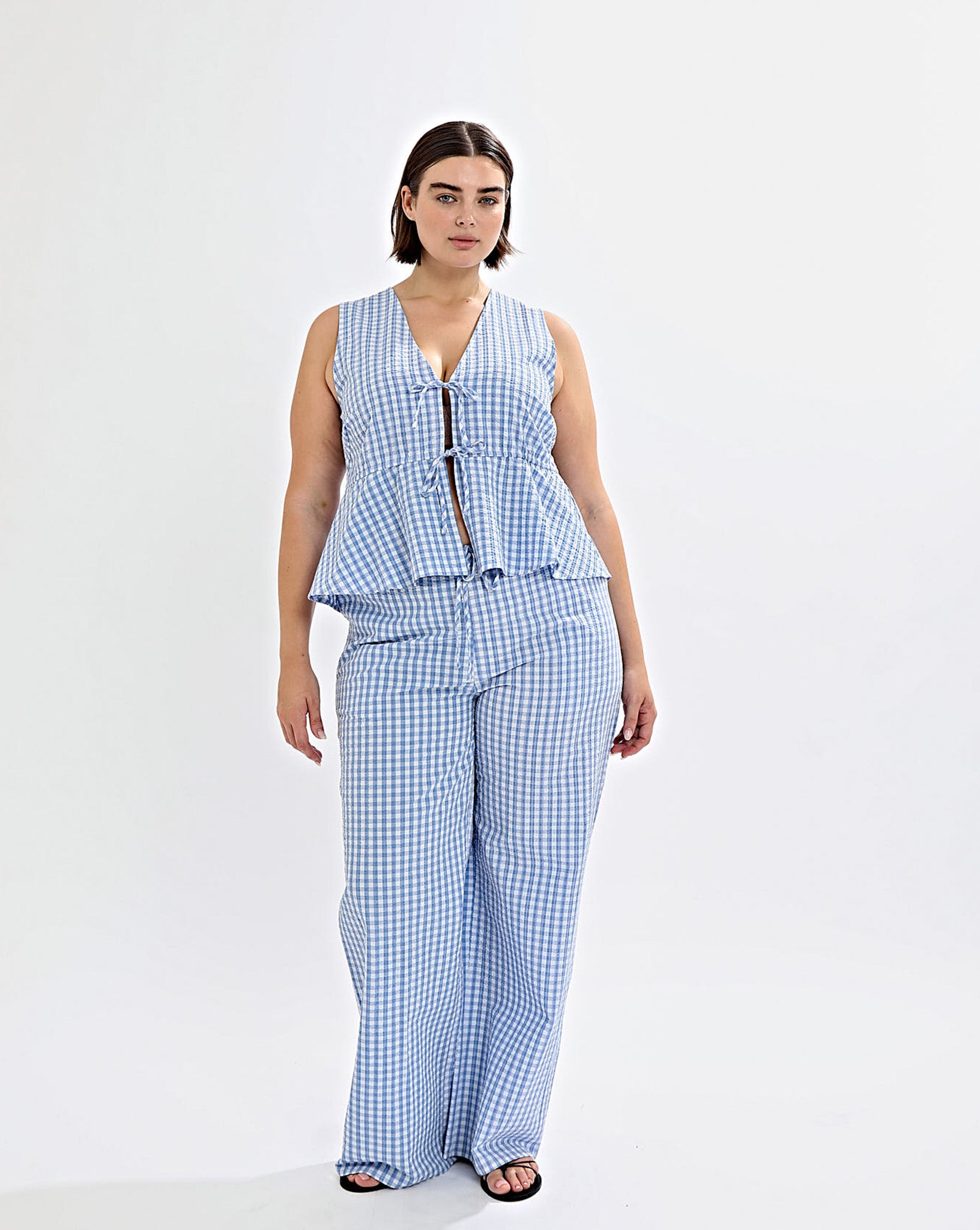 Lila Top Blue Gingham
