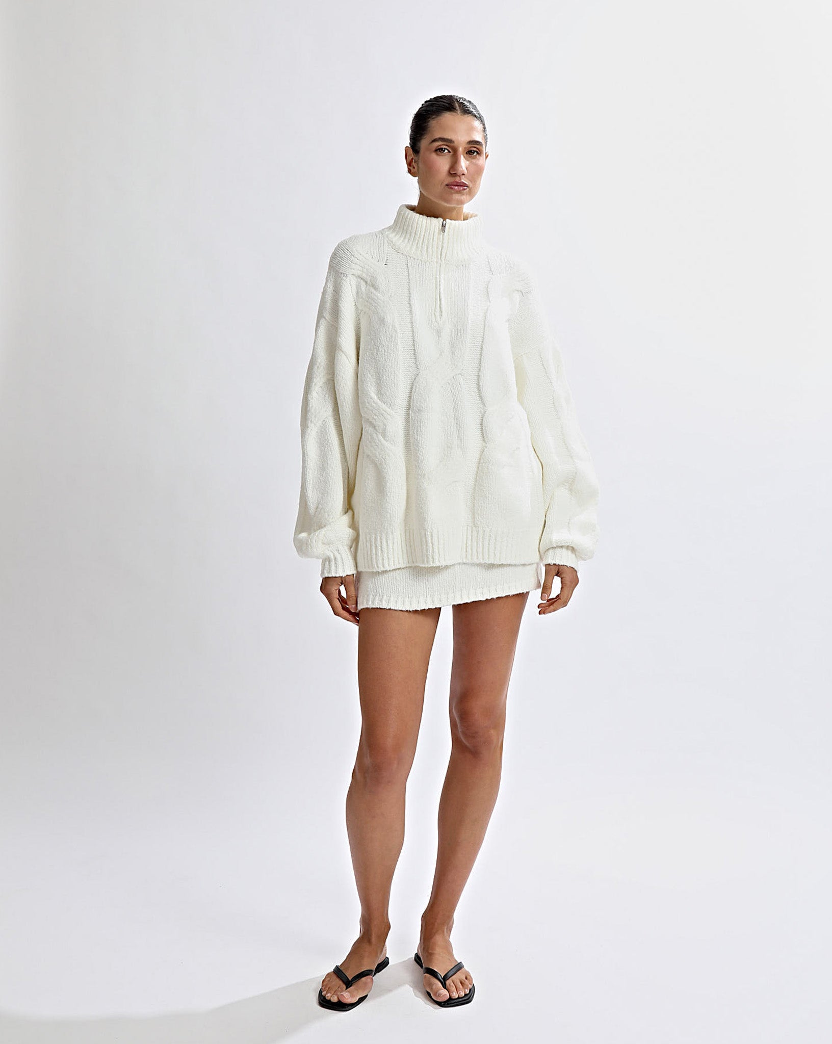 Bimmi Knit Zip Jumper Cream