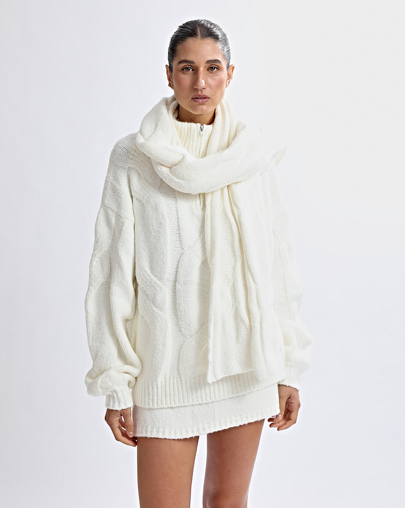 Bimmi Knit Zip Jumper Cream