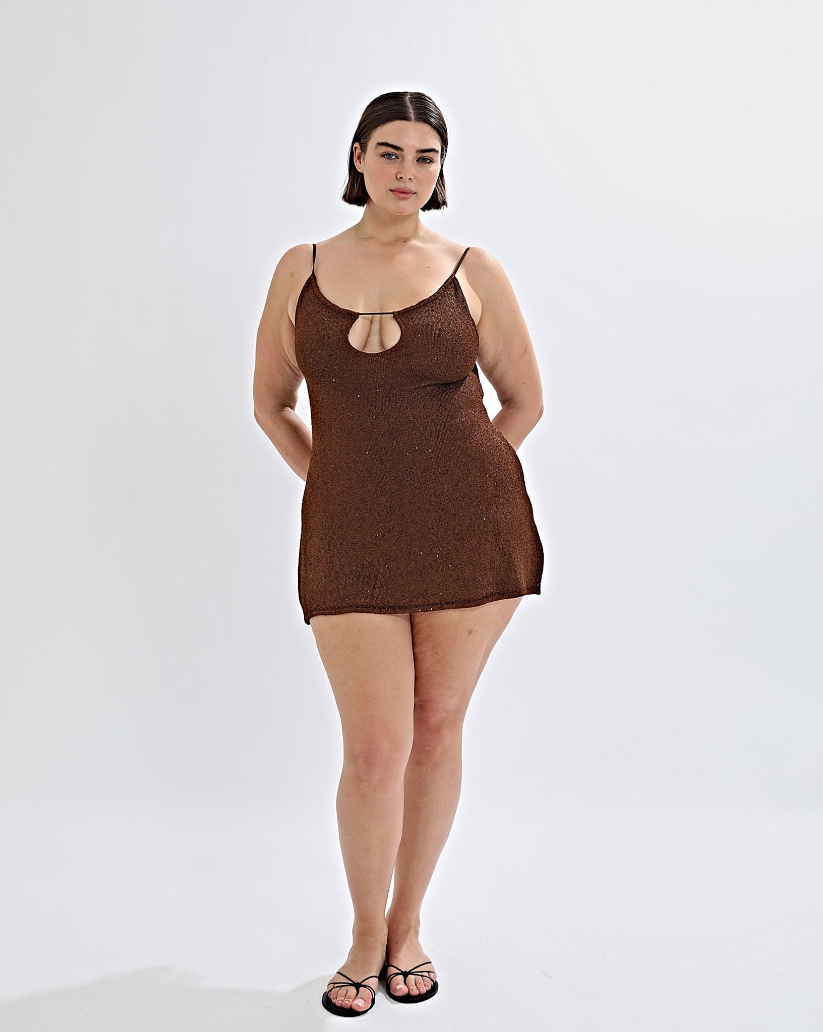 Gaia Knit Mini Dress Chocolate