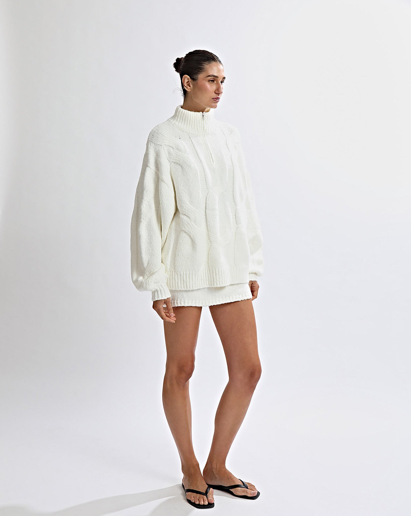 Bimmi Knit Zip Jumper Cream