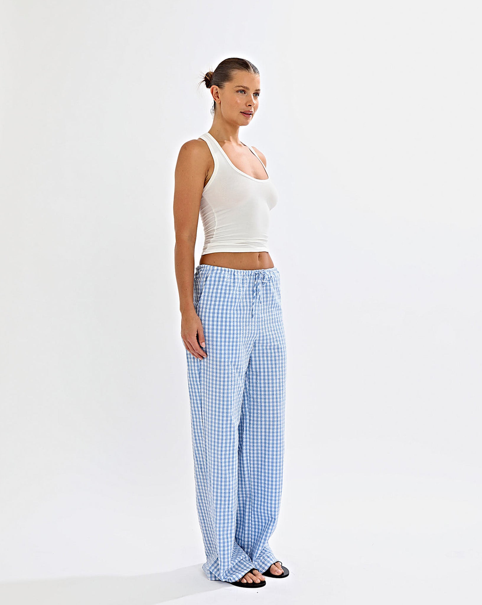 Lila Pants Blue Gingham Cropped