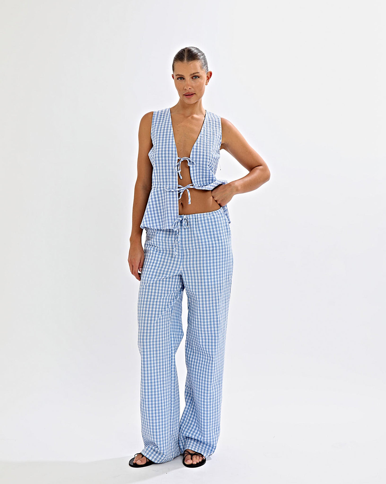 Lila Pants Blue Gingham Cropped