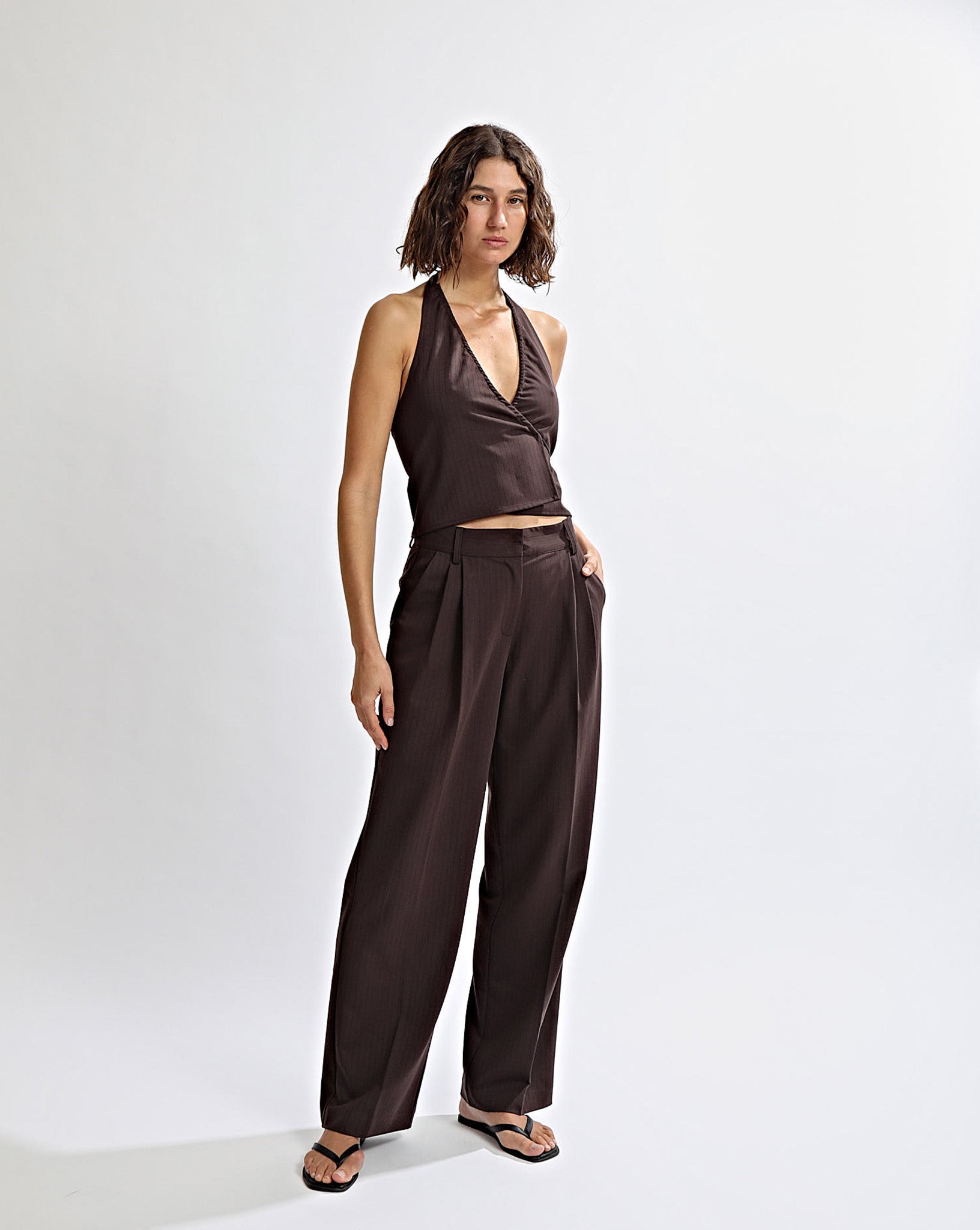 Emmy Trousers Brown Stripe Regular/Tall