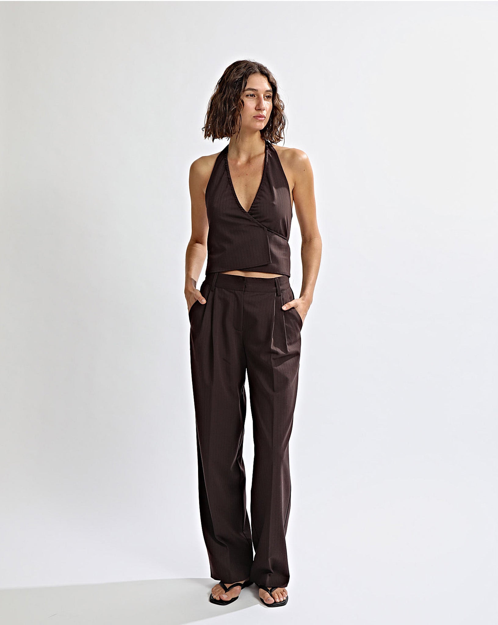 Emmy Trousers Brown Stripe Regular/Tall