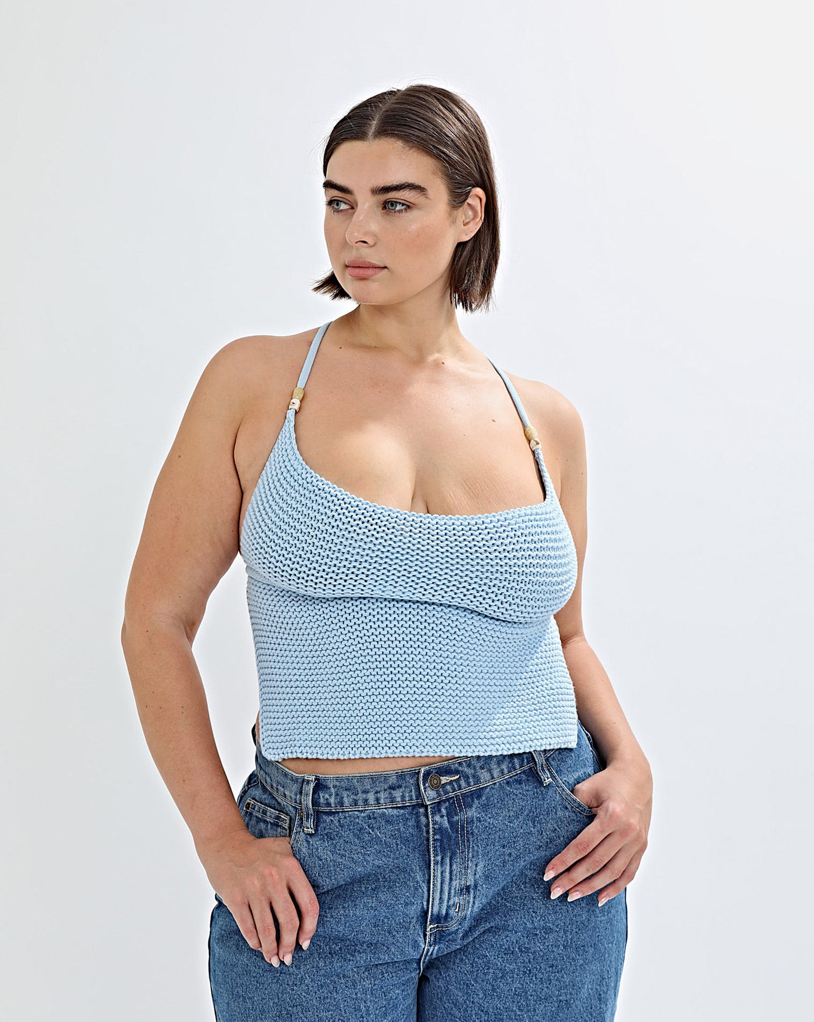 Lumi Knit Top Light Blue