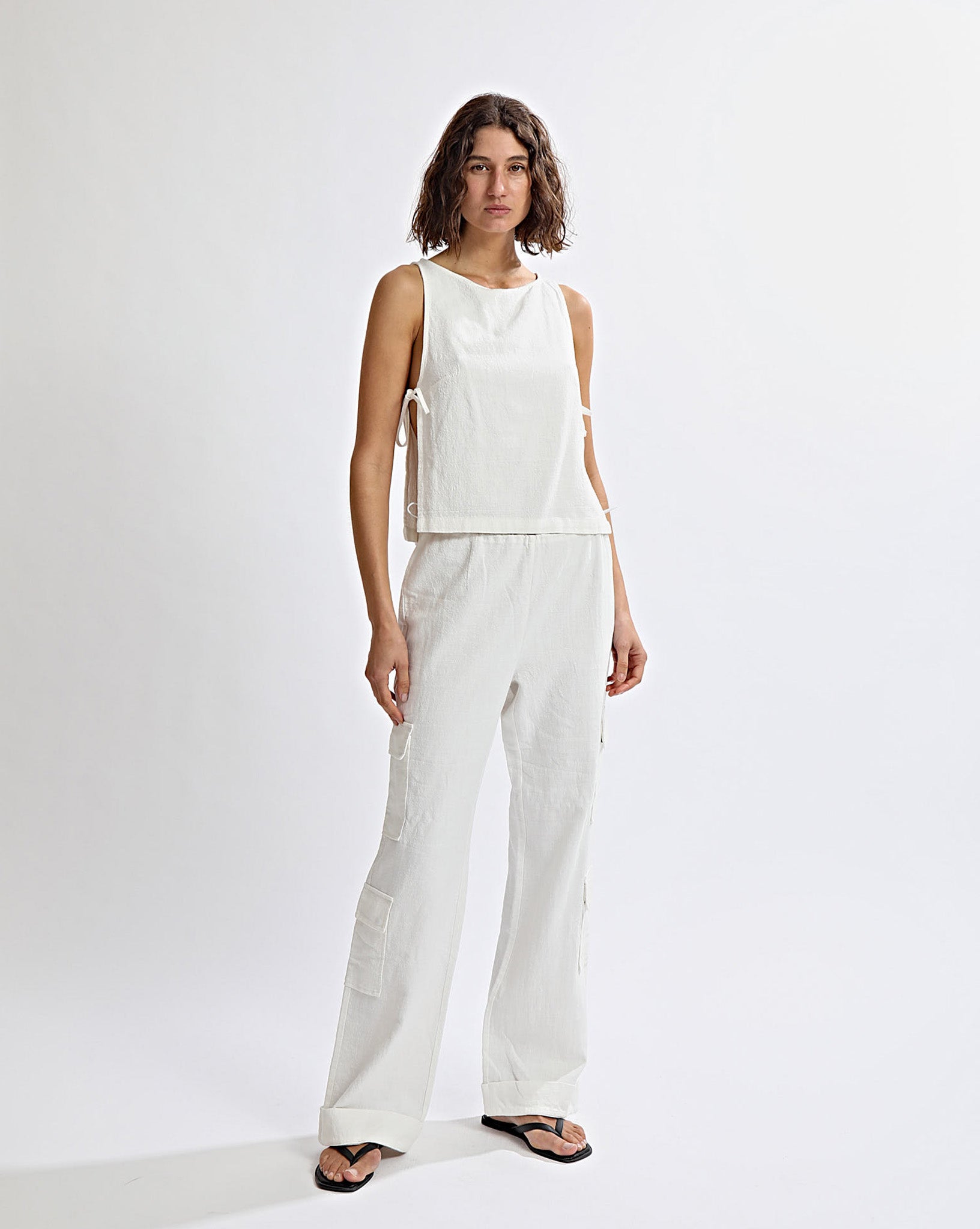 Evie Trousers Off White Cropped