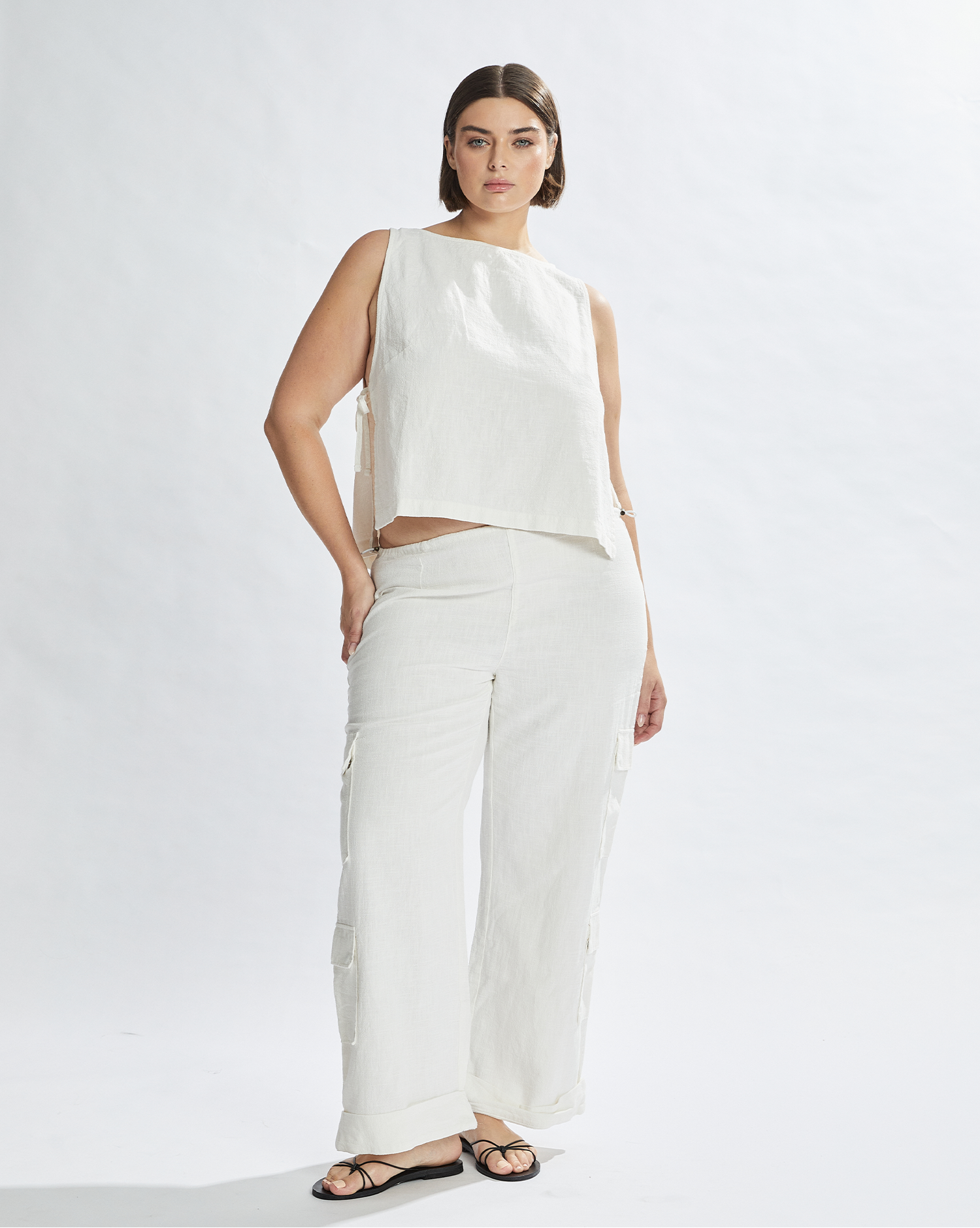 Evie Trousers Off White Cropped