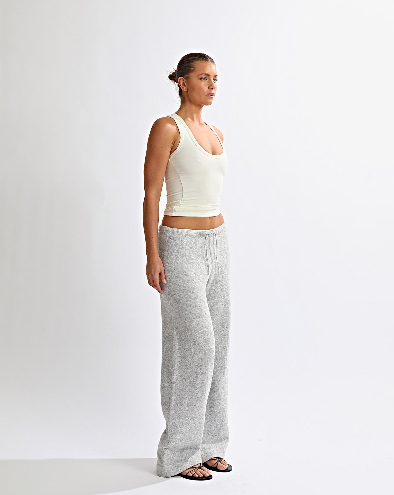 Leo Knit Pants Grey Marl Cropped