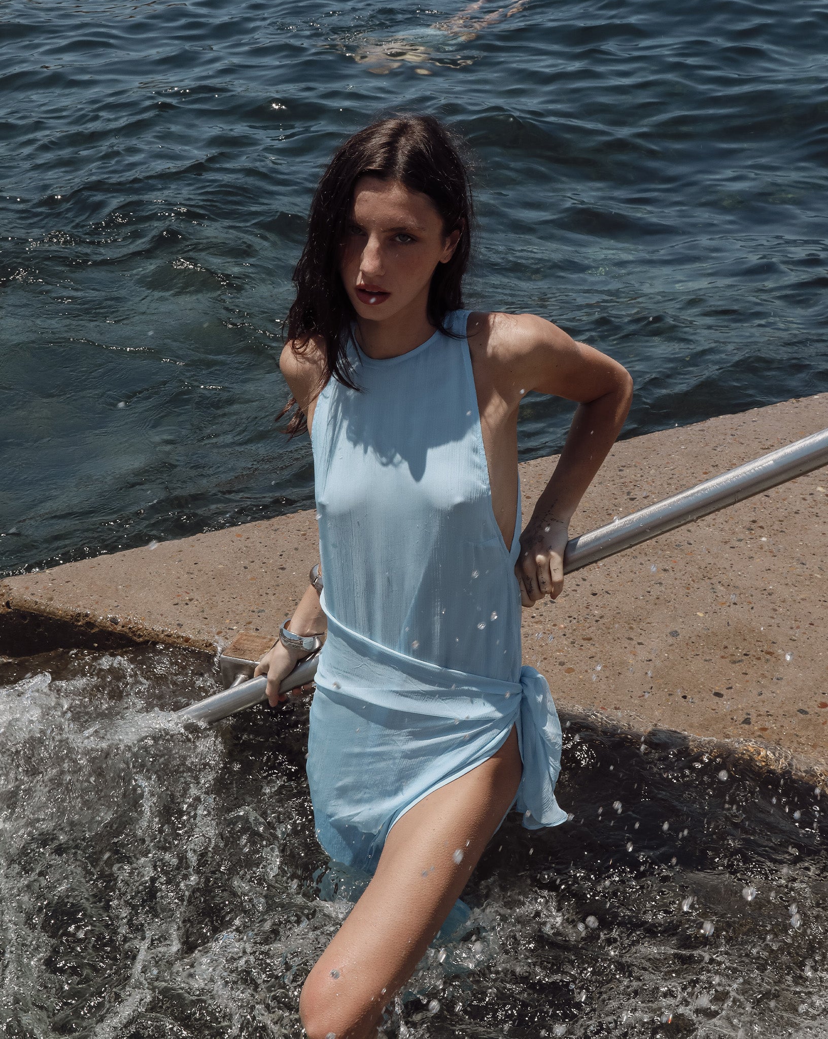 Suri Wrap Maxi Dress Light Blue