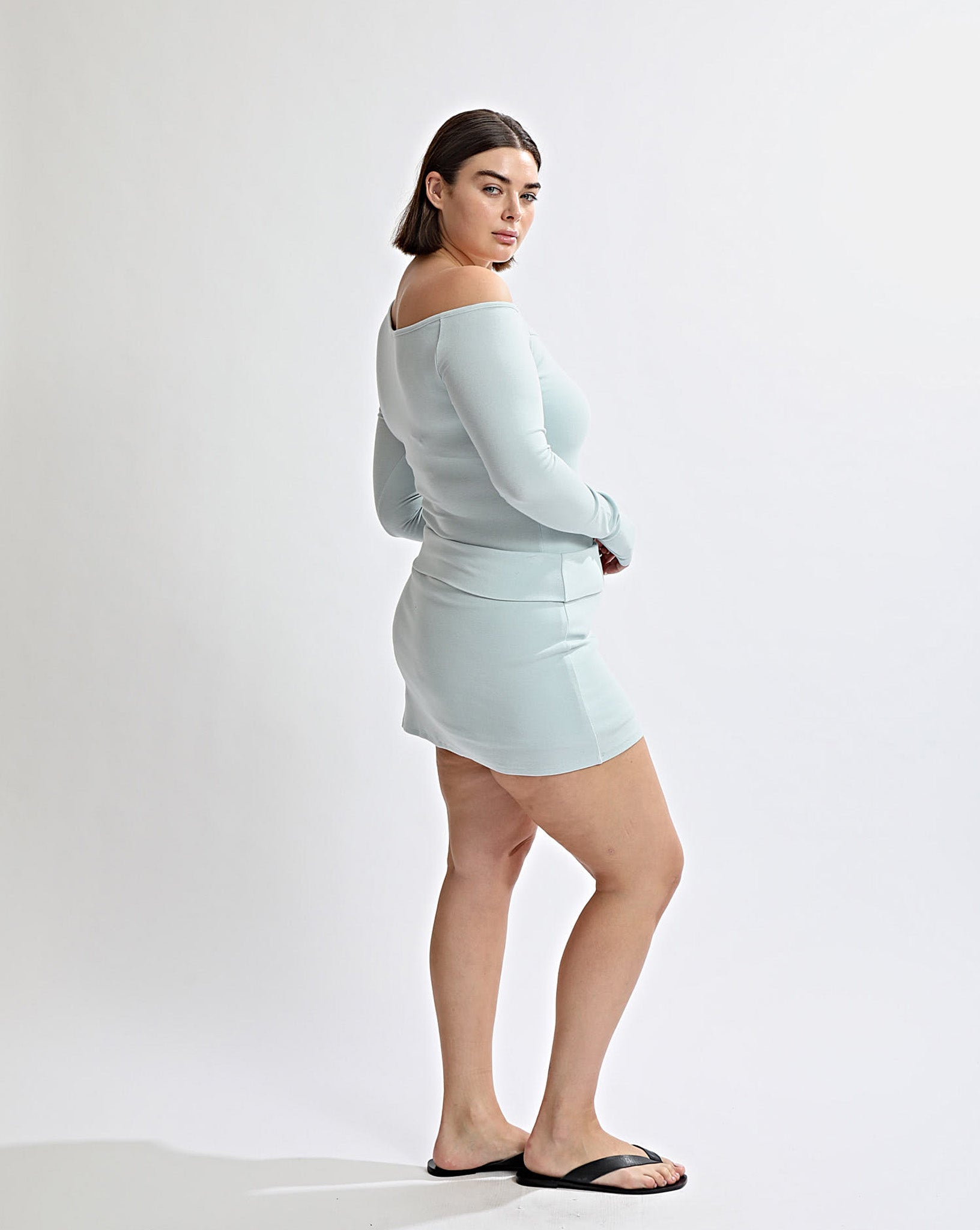 Amelia Asym Long Sleeve Top Ice