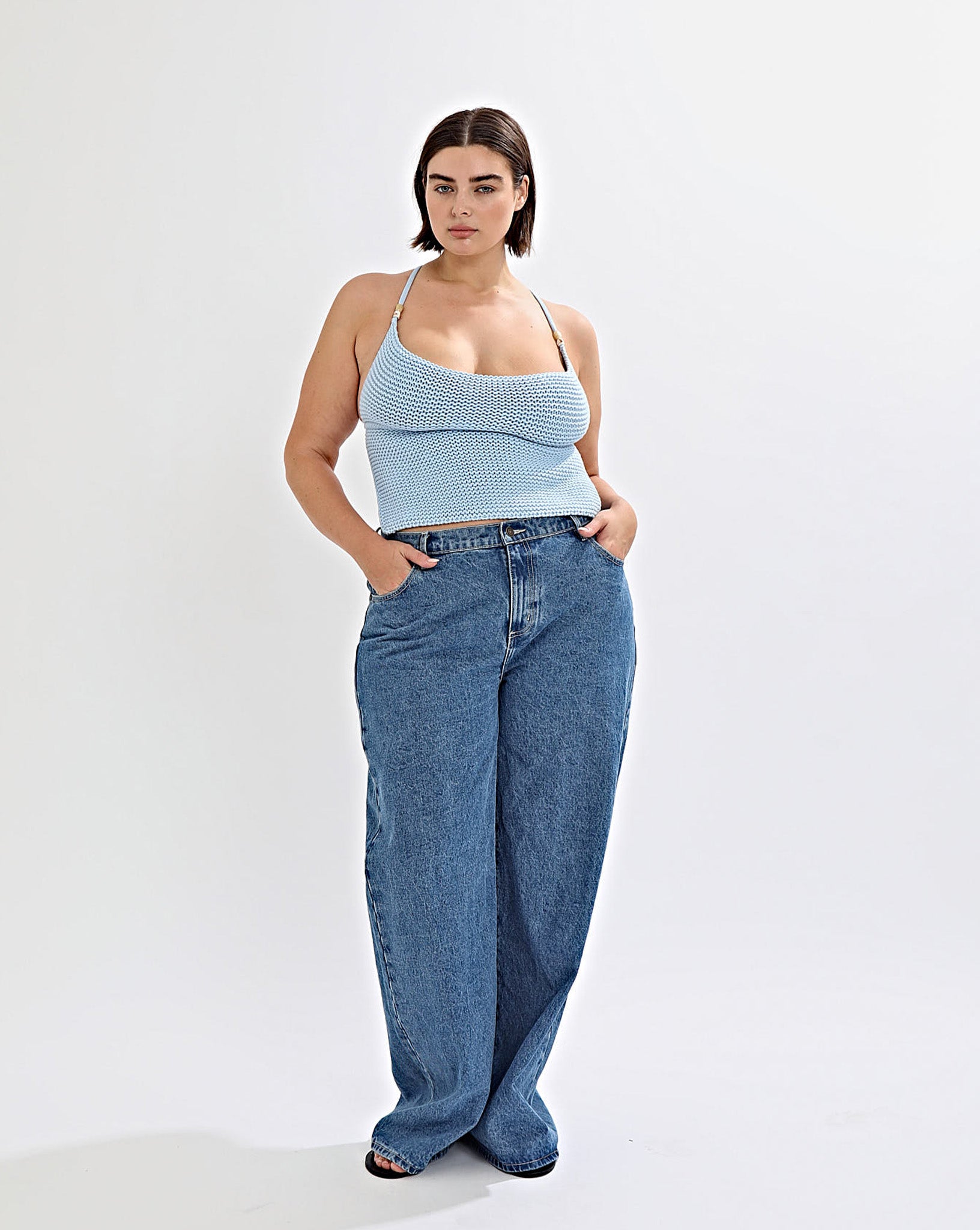 Lumi Knit Top Light Blue