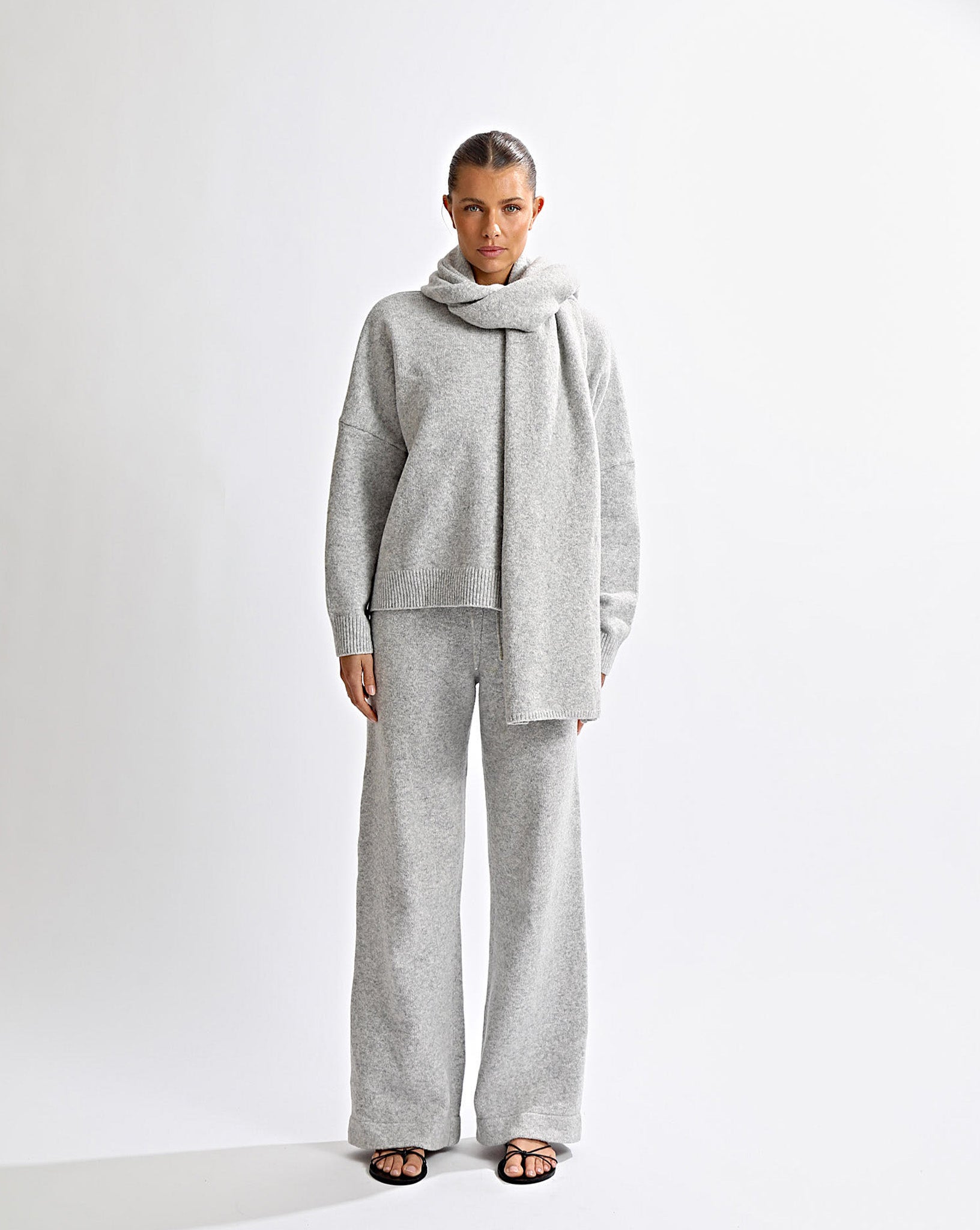 Leo Knit Pants Grey Marl Cropped