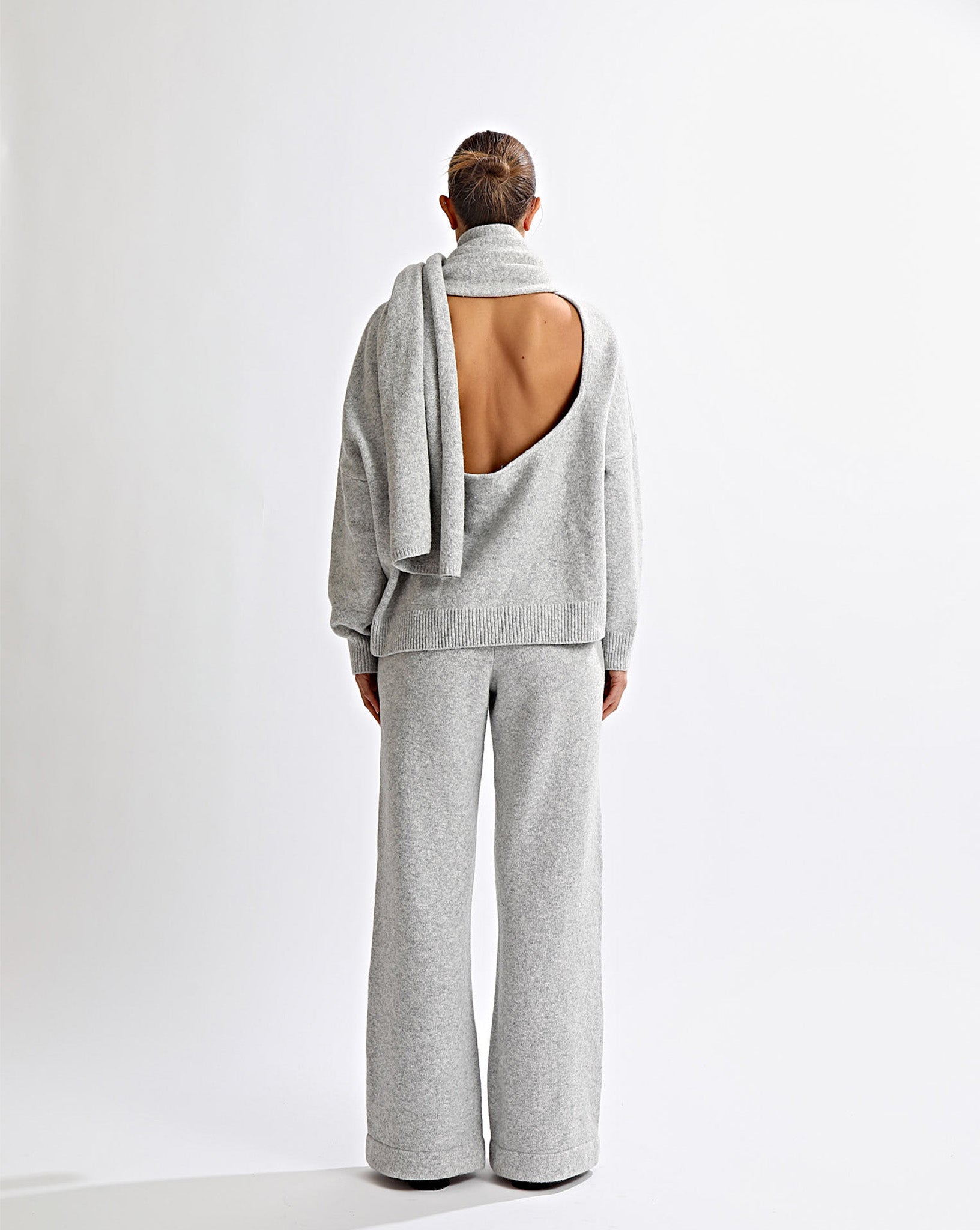 Leo Knit Scarf Grey Marl