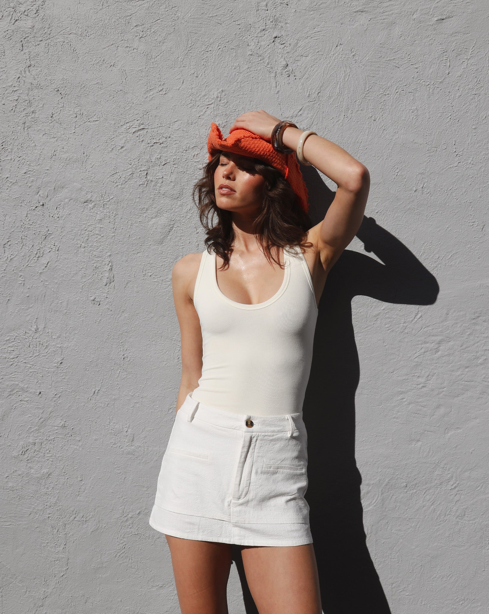 Evie Tailored Skirt Off White