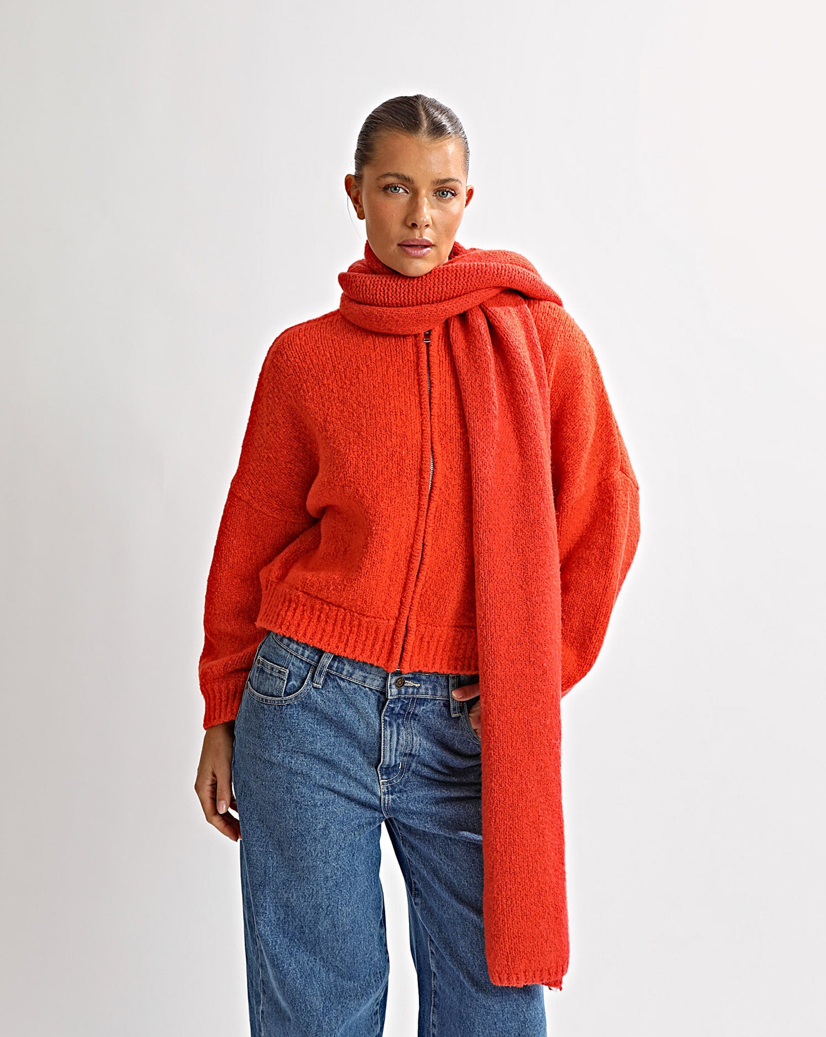 Elliot Knit Zip Jumper Red Marl