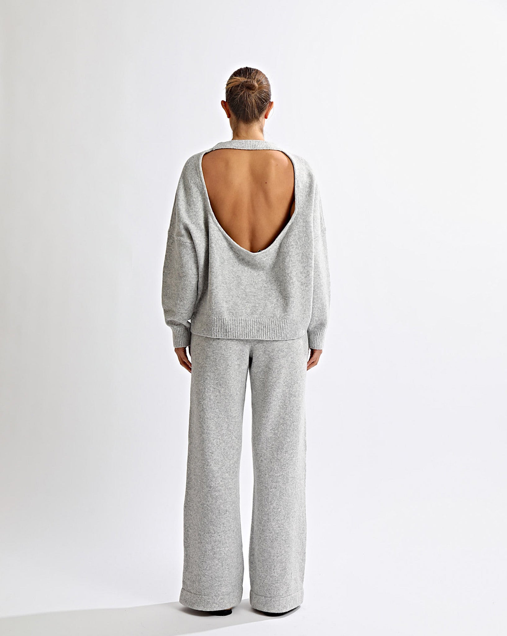 Leo Knit Backless Jumper Grey Marl