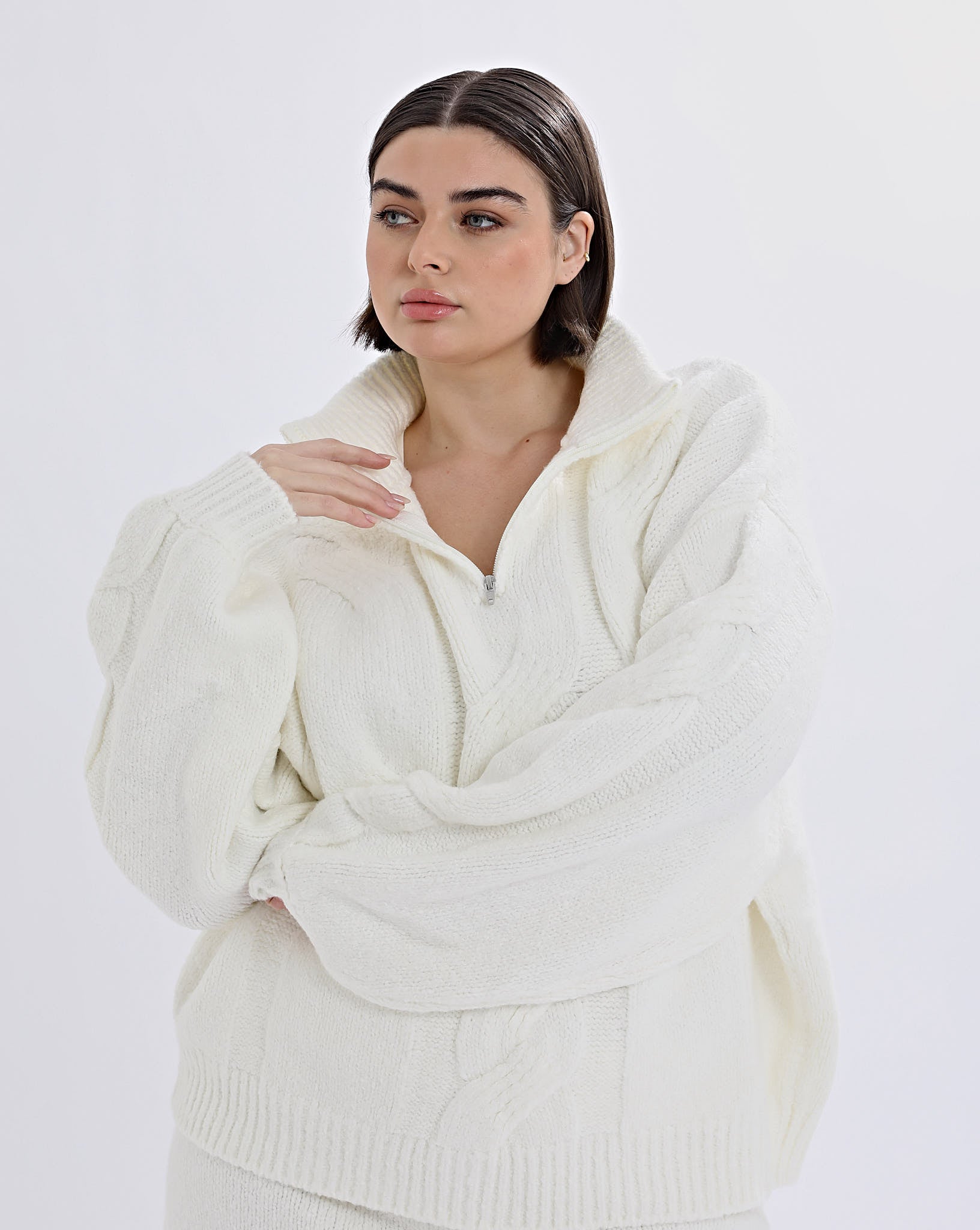 Bimmi Knit Zip Jumper Cream