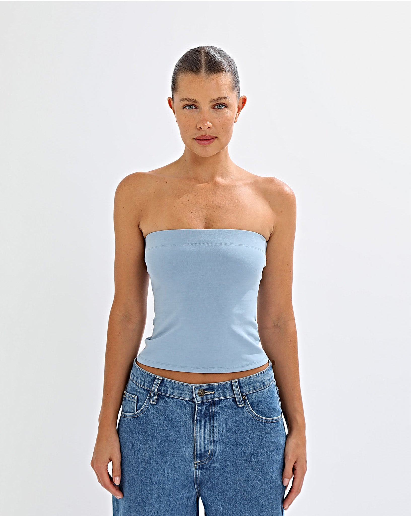 Bella Strapless Top Blue