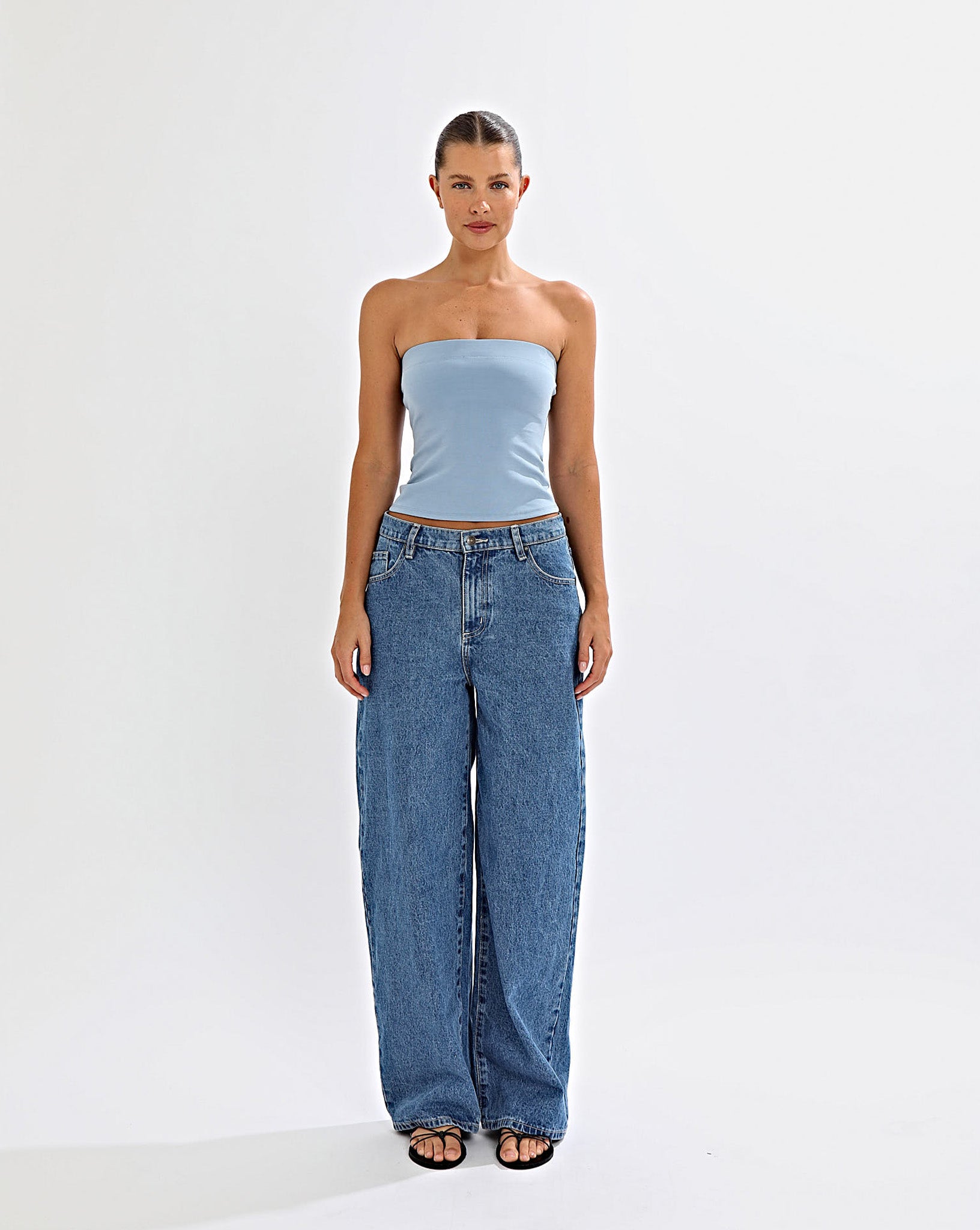 Bella Strapless Top Blue