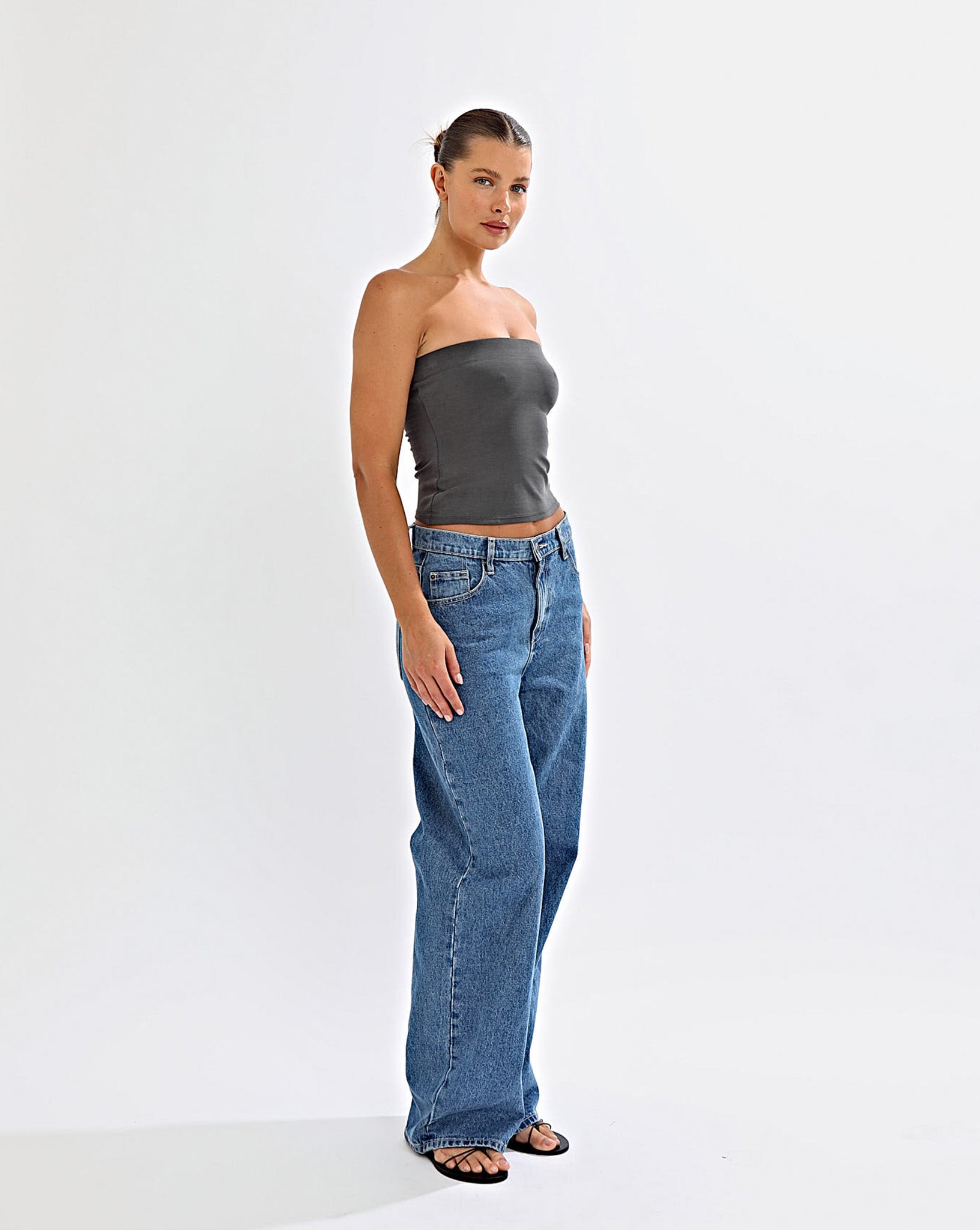 Bella Strapless Top Slate