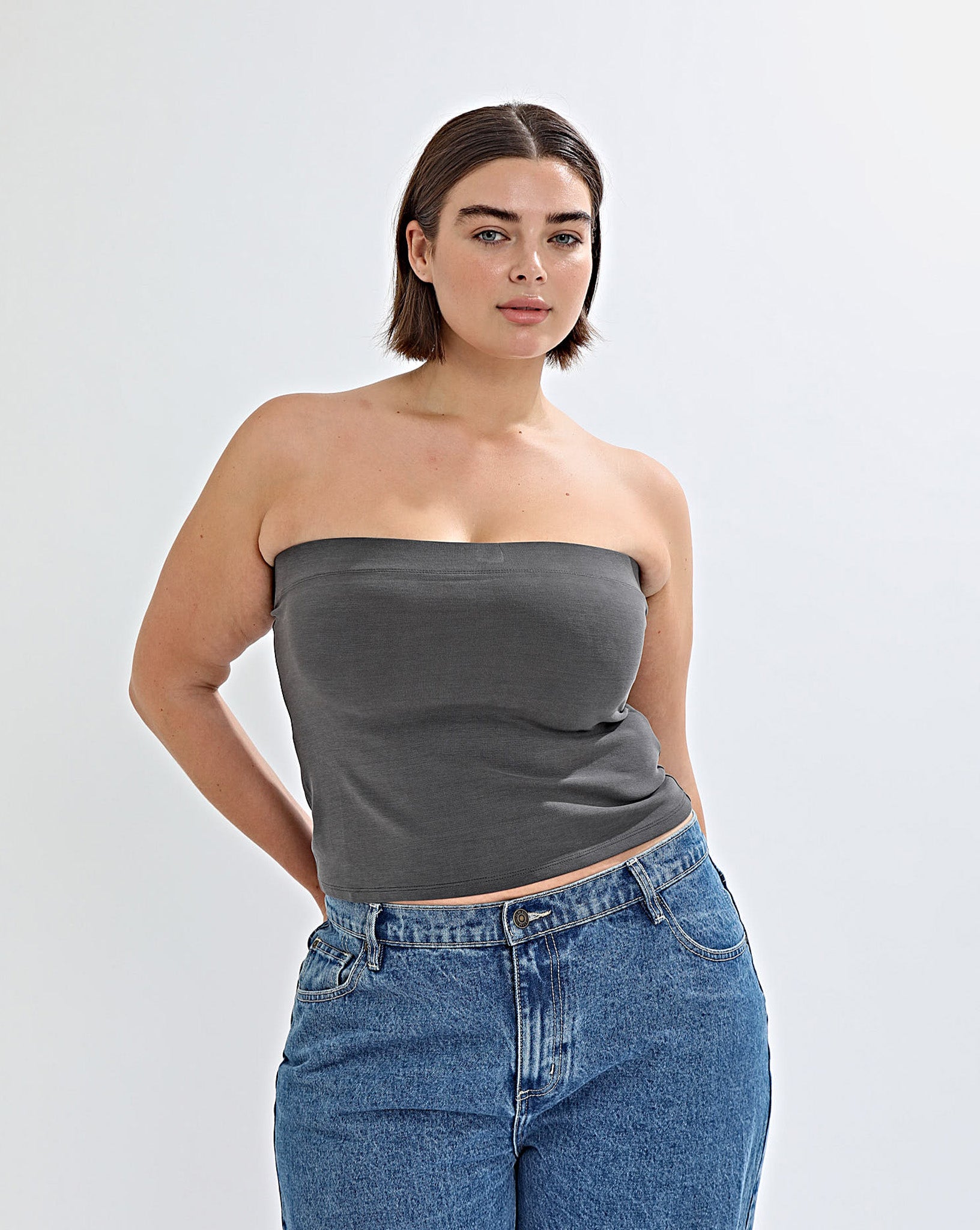 Bella Strapless Top Slate