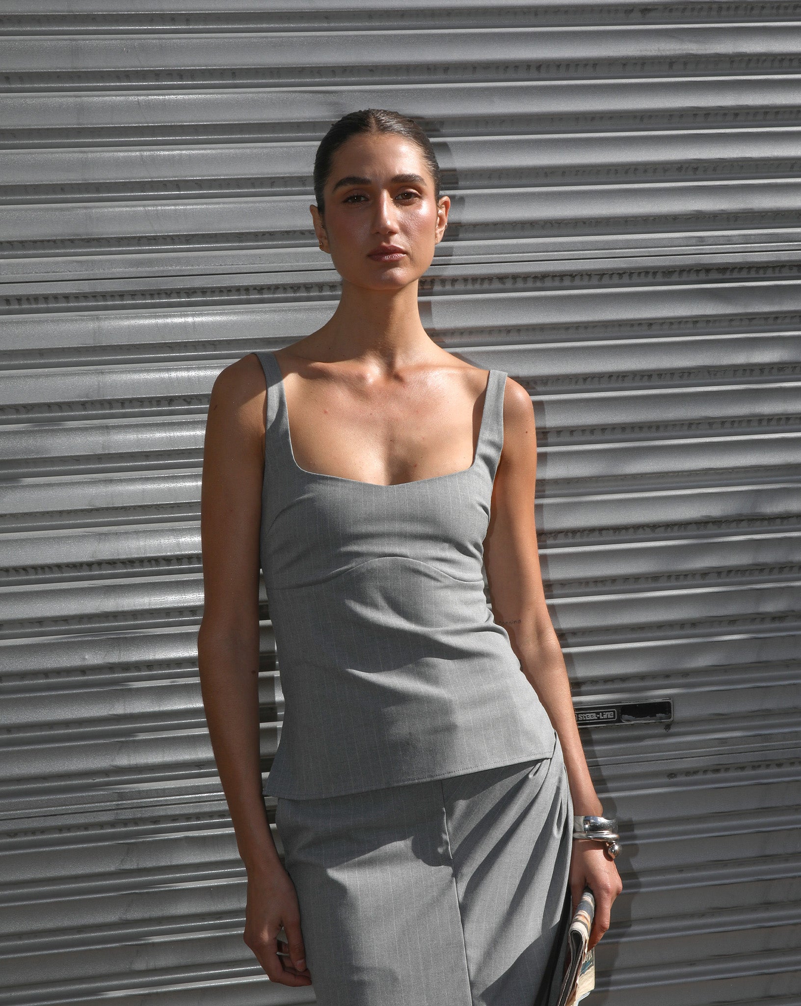 Luca Top Grey Stripe