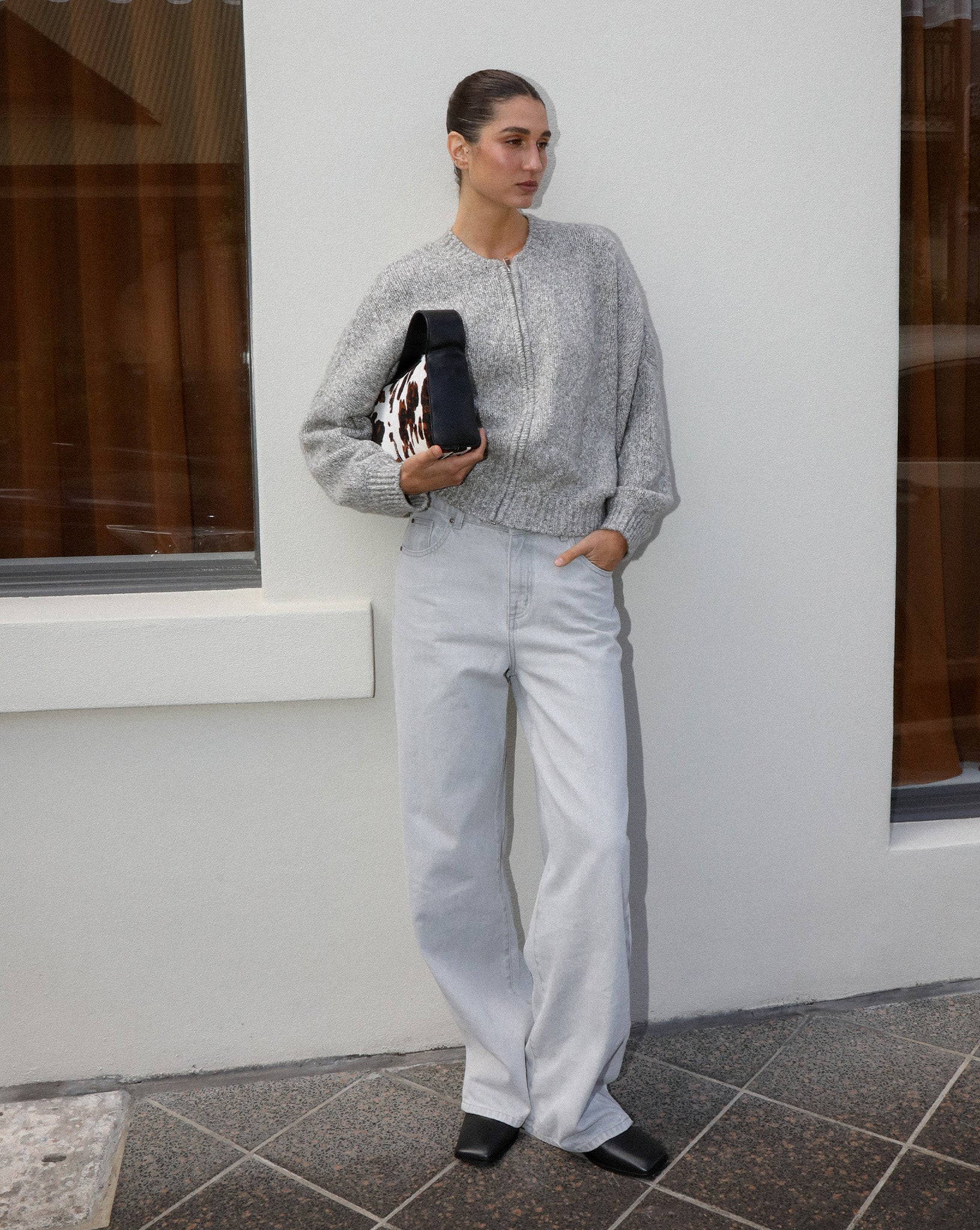 Noah Jeans Grey Cropped