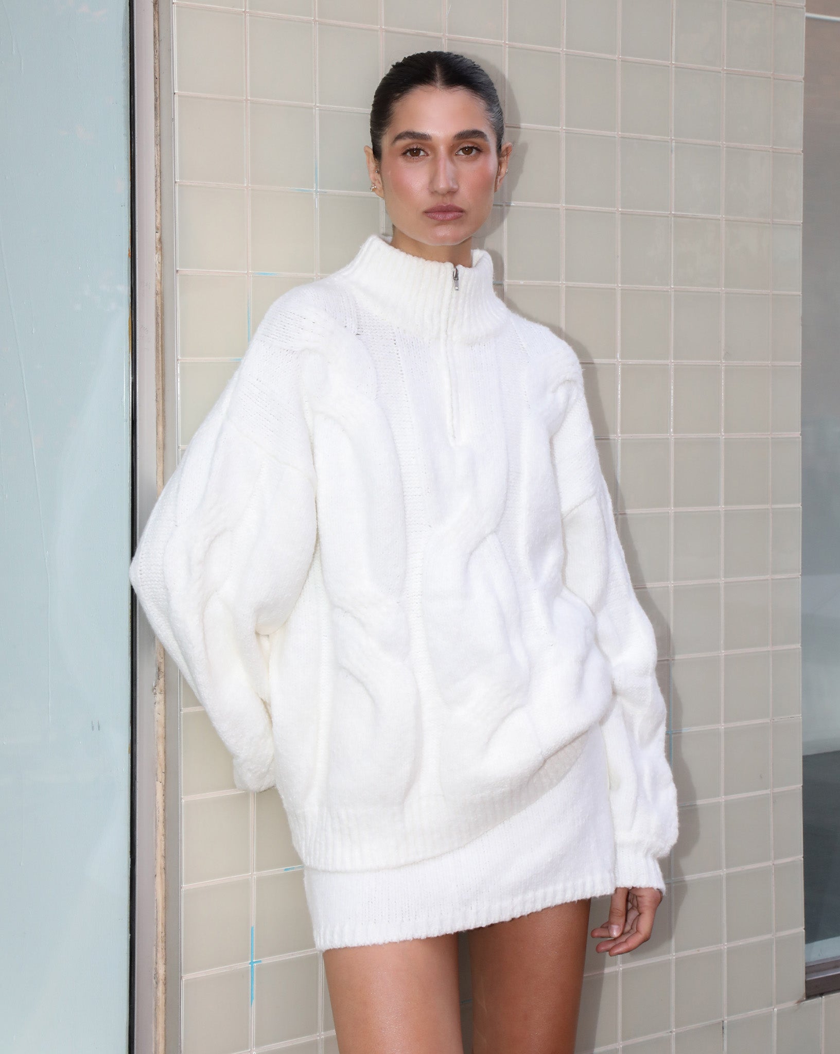 Bimmi Knit Zip Jumper Cream