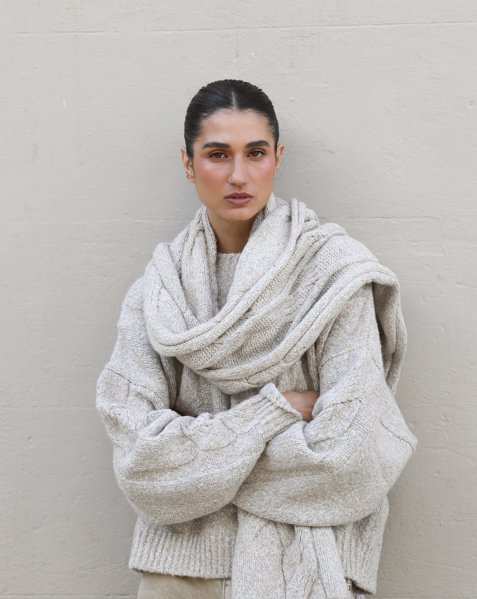 Bimmi Knit Zip Jumper Beige