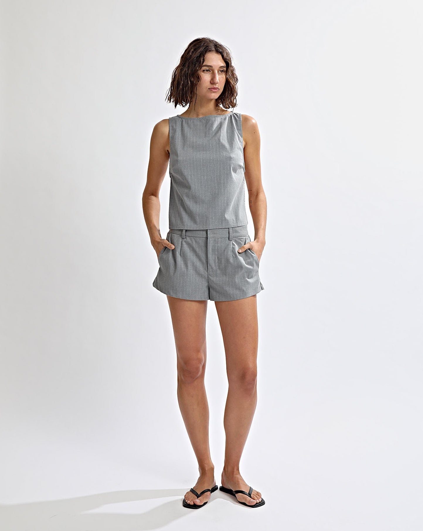 Celine Top Grey Stripe