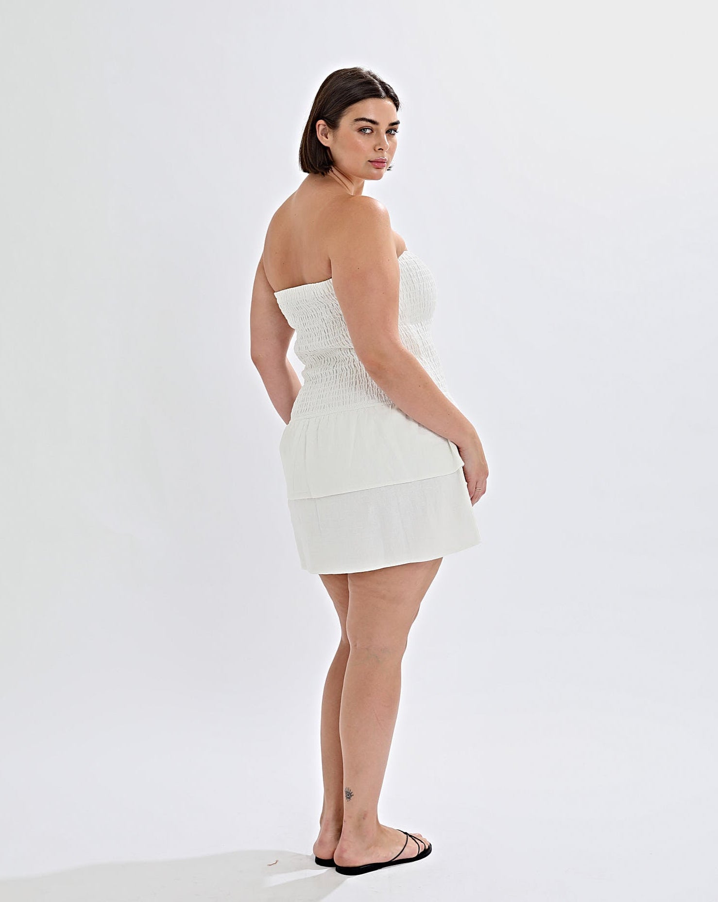 Evie Strapless Dress Off White