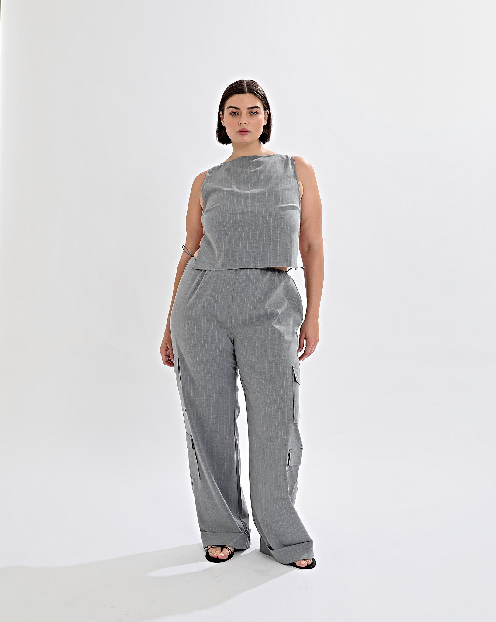 Celine Trousers Grey Stripe