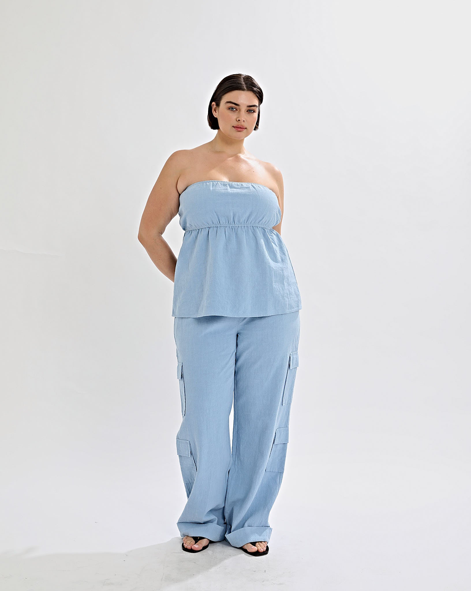 Evie Strapless Top Blue