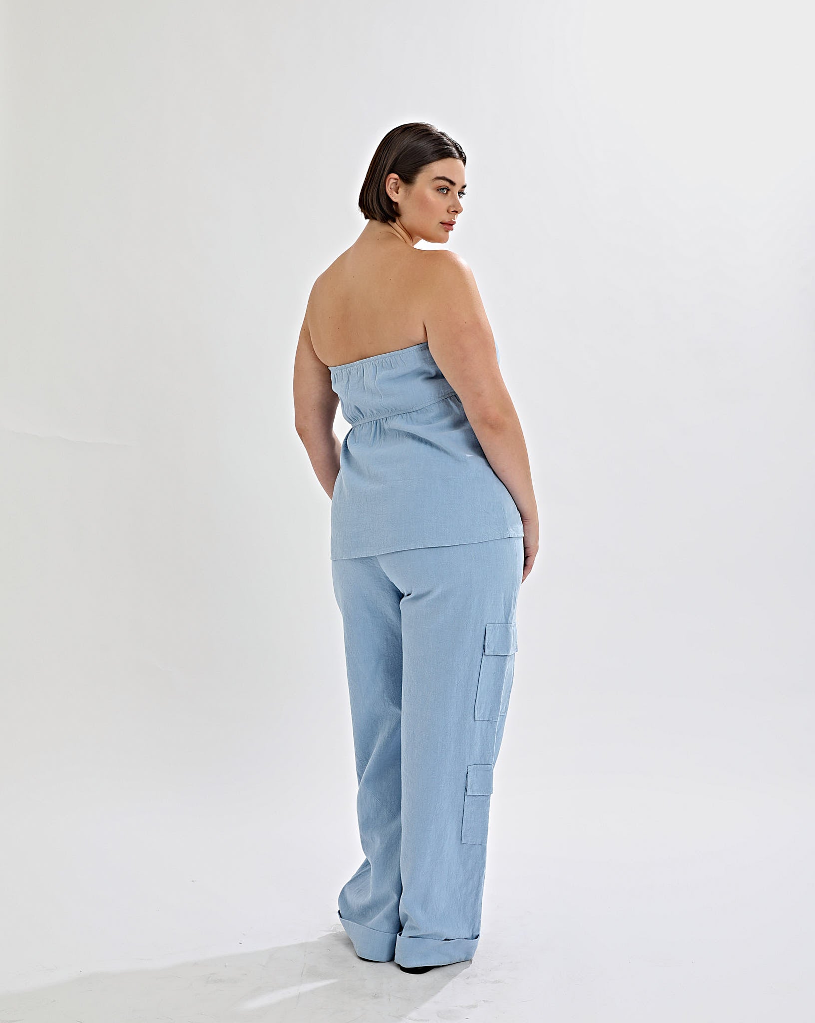 Evie Strapless Top Blue