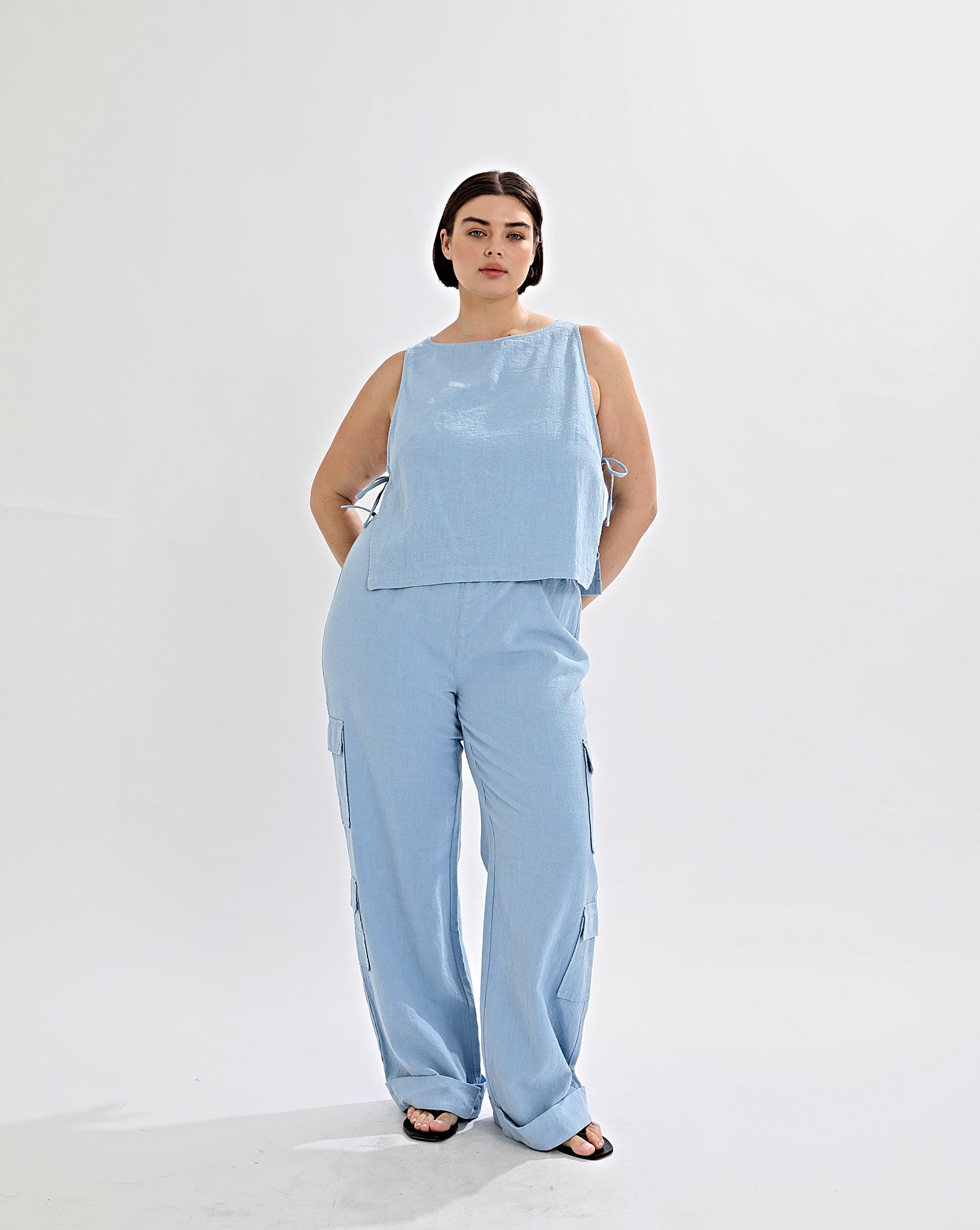 Evie Trousers Blue Cropped