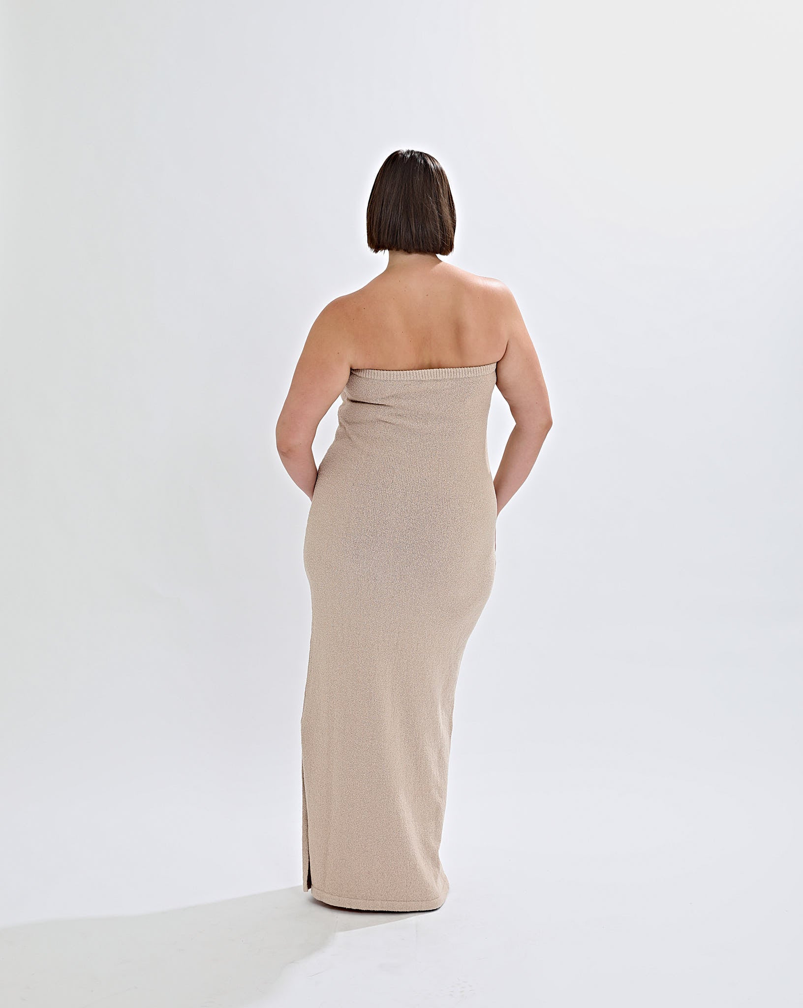 Juno Knit Strapless Dress Sand