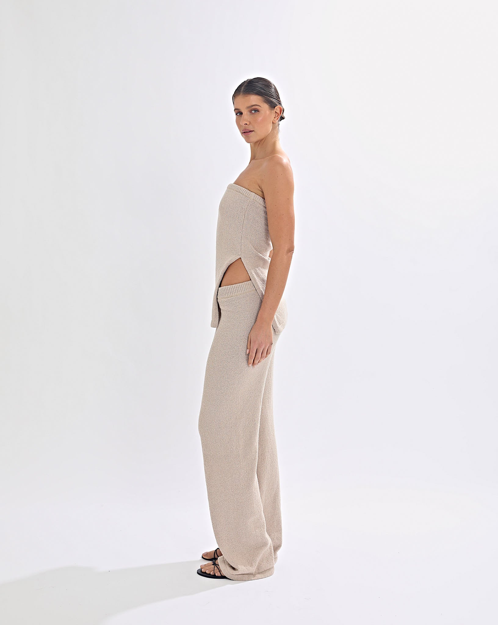 Juno Knit Strapless Top Sand