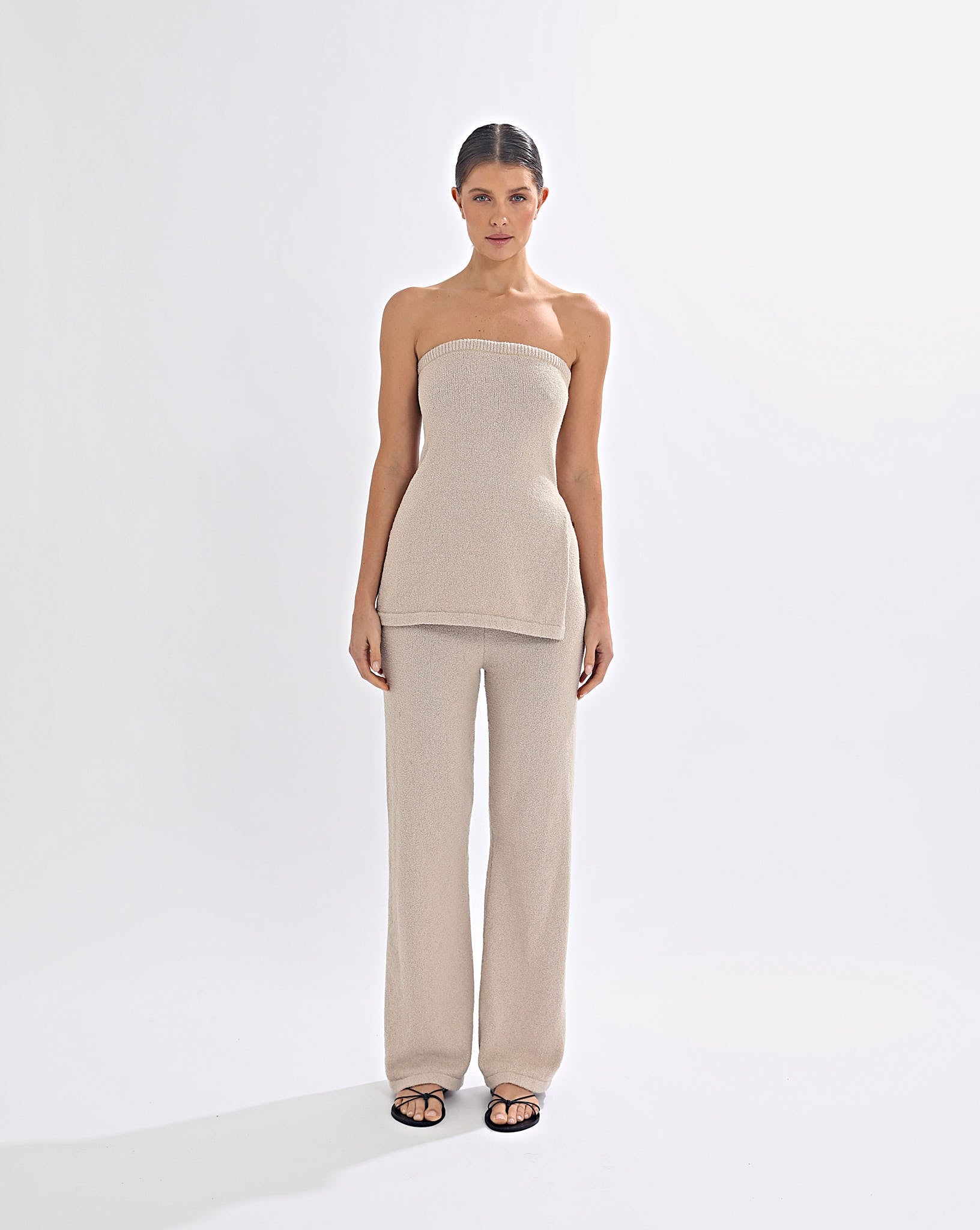 Juno Knit Pants Sand Cropped