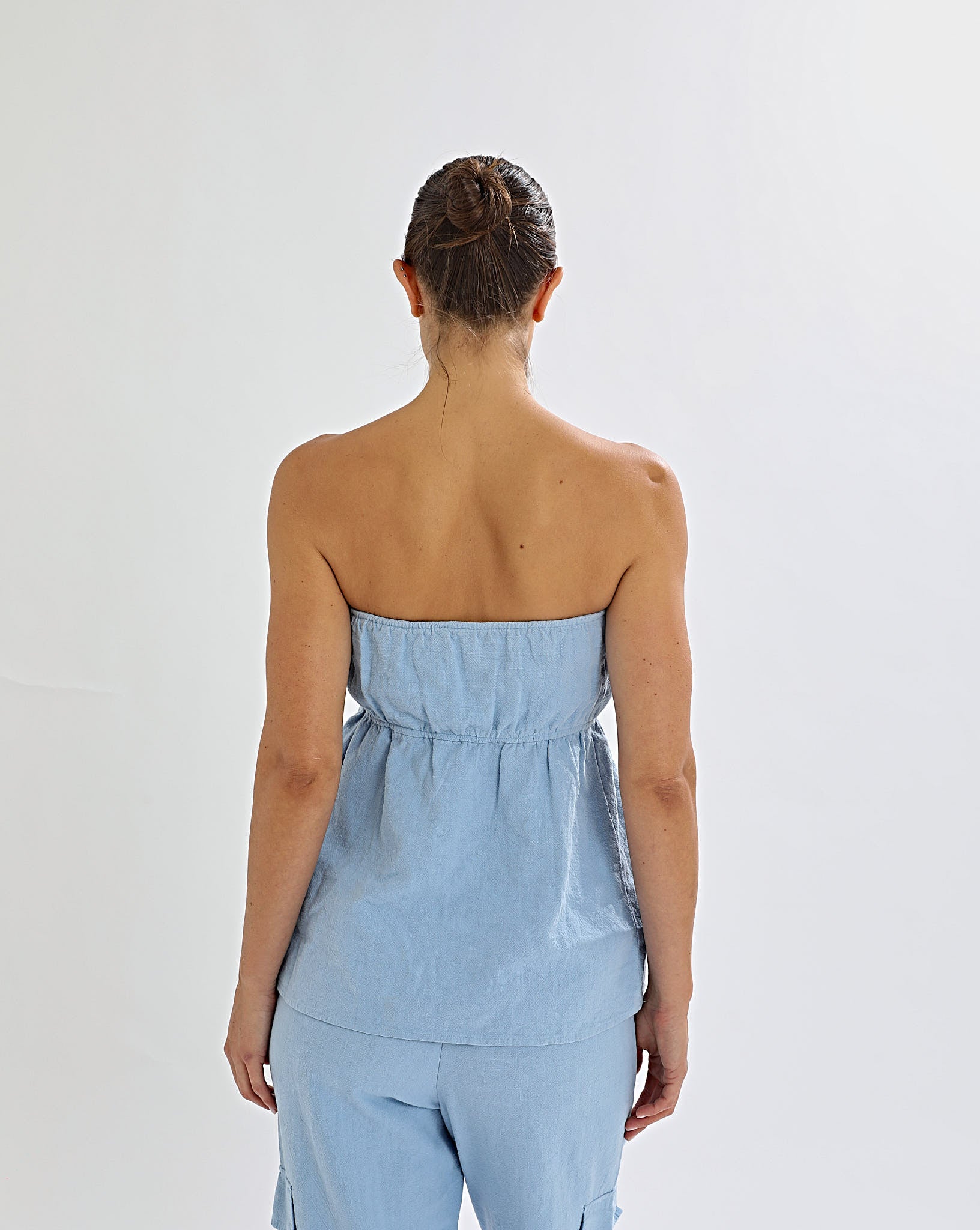 Evie Strapless Top Blue