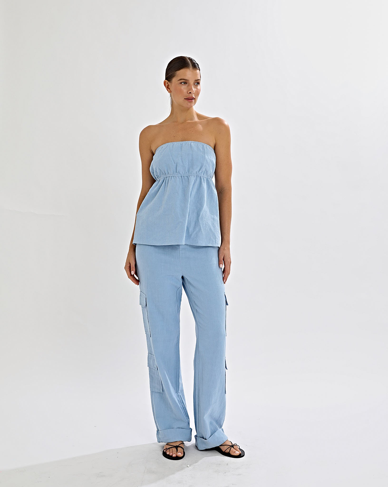 Evie Strapless Top Blue