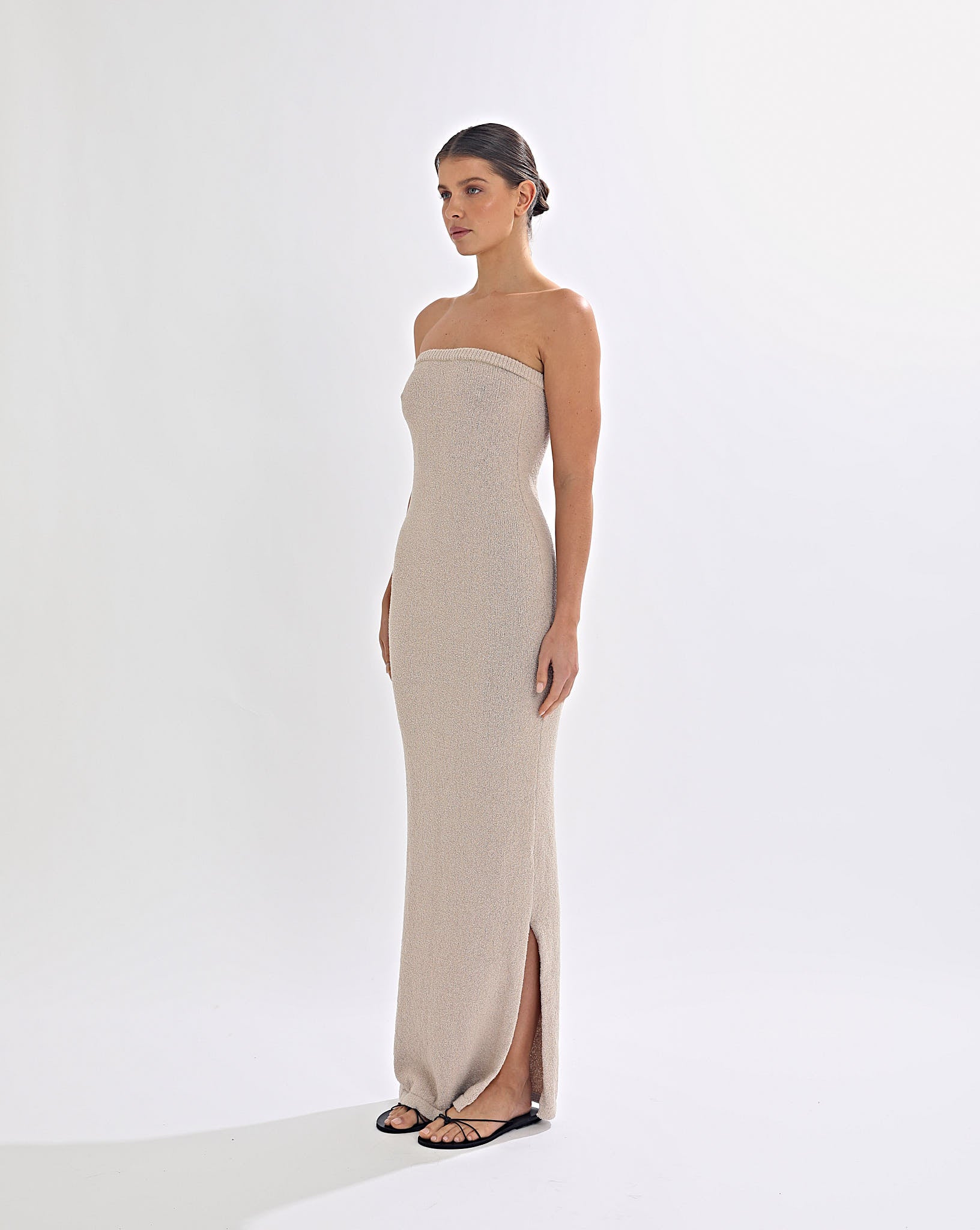 Juno Knit Strapless Dress Sand