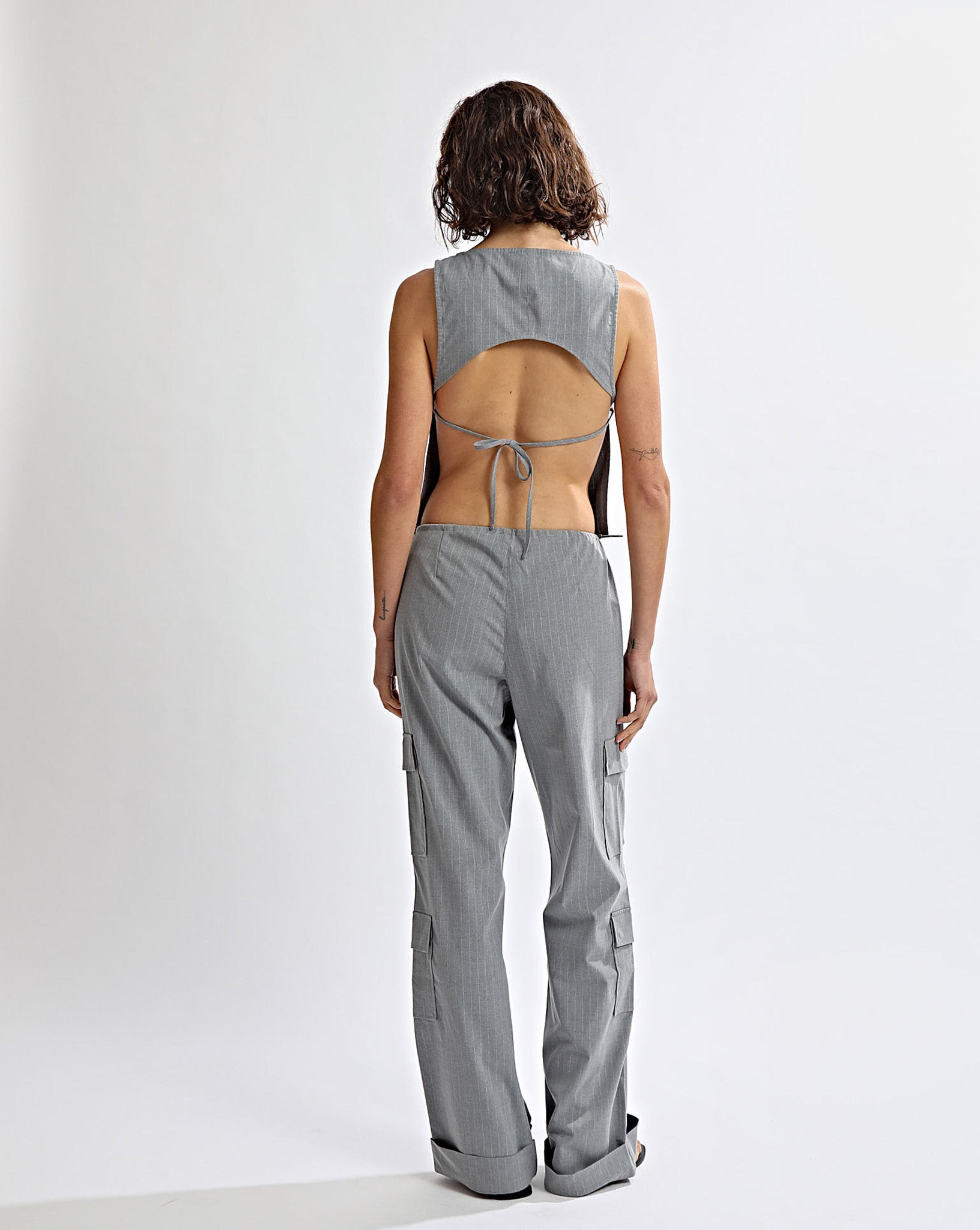 Celine Trousers Grey Stripe Cropped